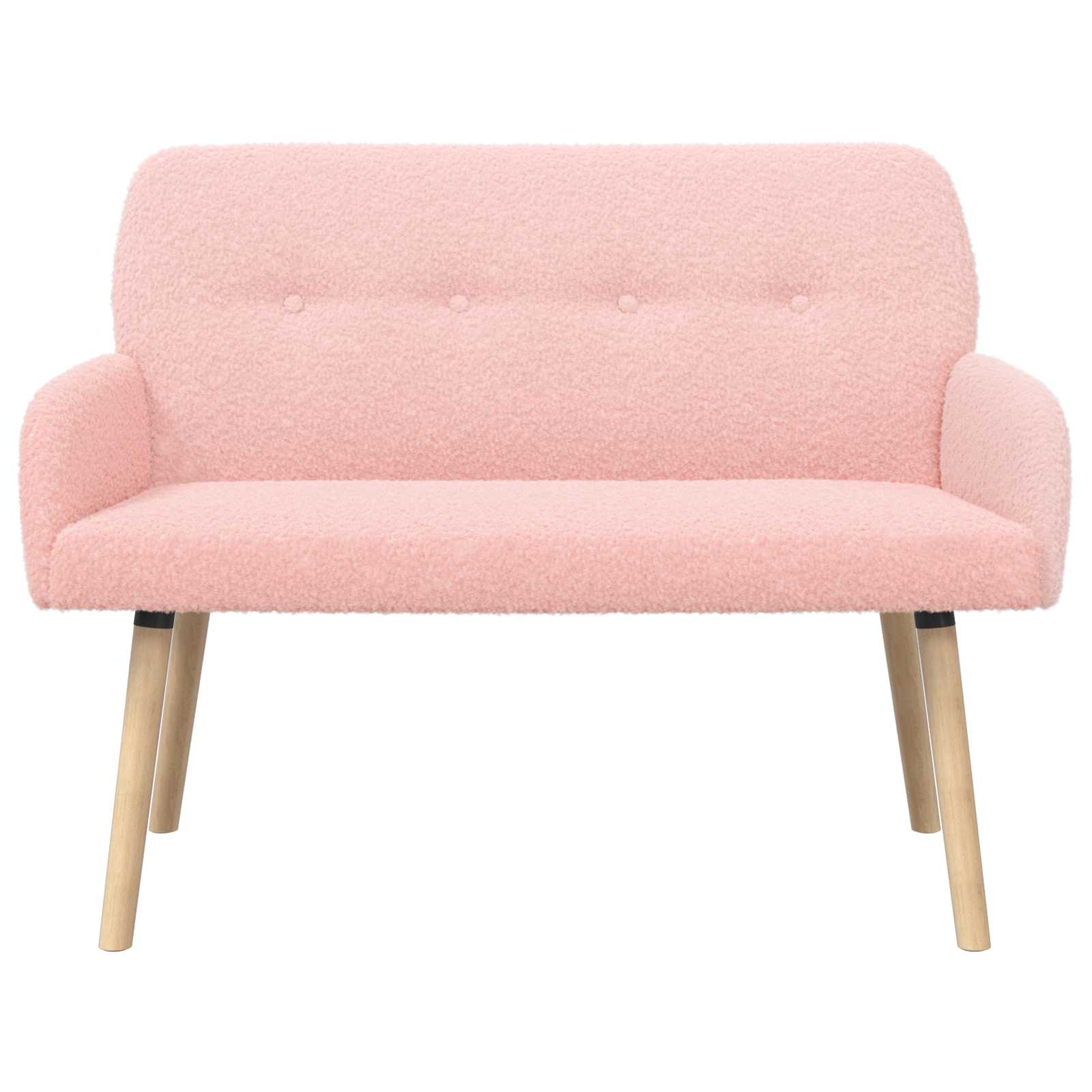 2-zitsbank met massief houten poten Roze Bouclé image 3
