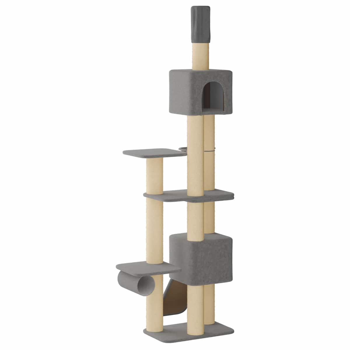 Gulv-til-loft kattetræ med sisalstamme Lysegrå 257-283 cm - Billede 5