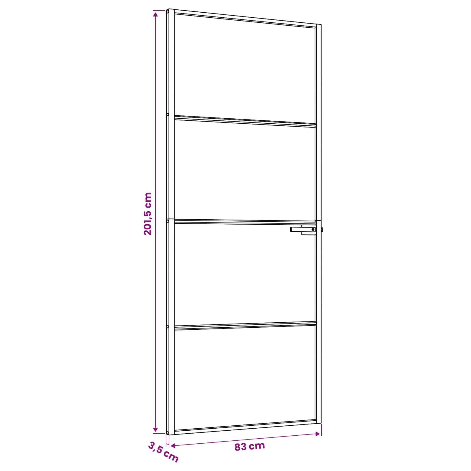 Notranja vrata 83 x 201,5 cm Kaljeno steklo in aluminij