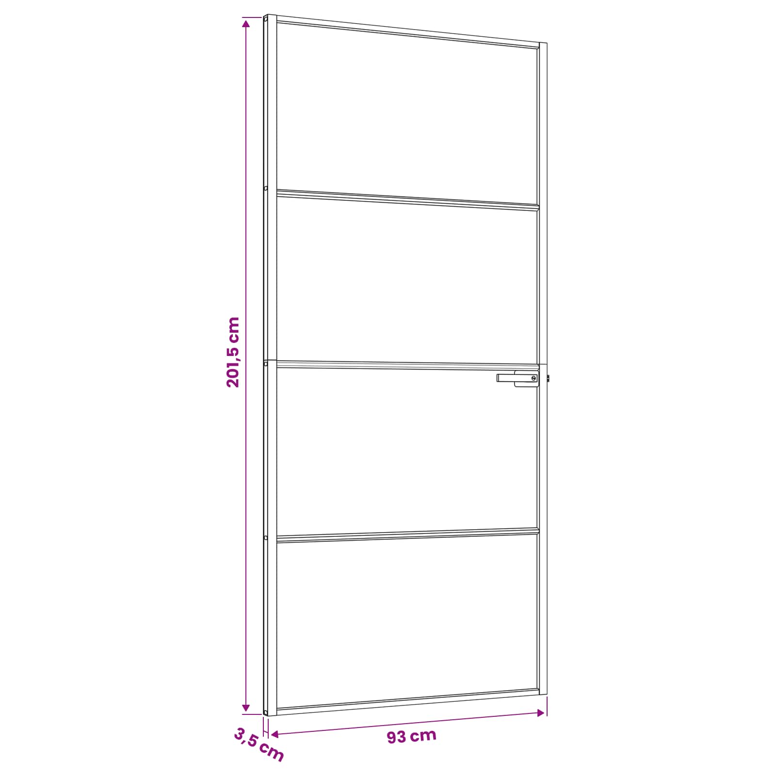Notranja vrata 93 x 201,5 cm Kaljeno steklo in aluminij