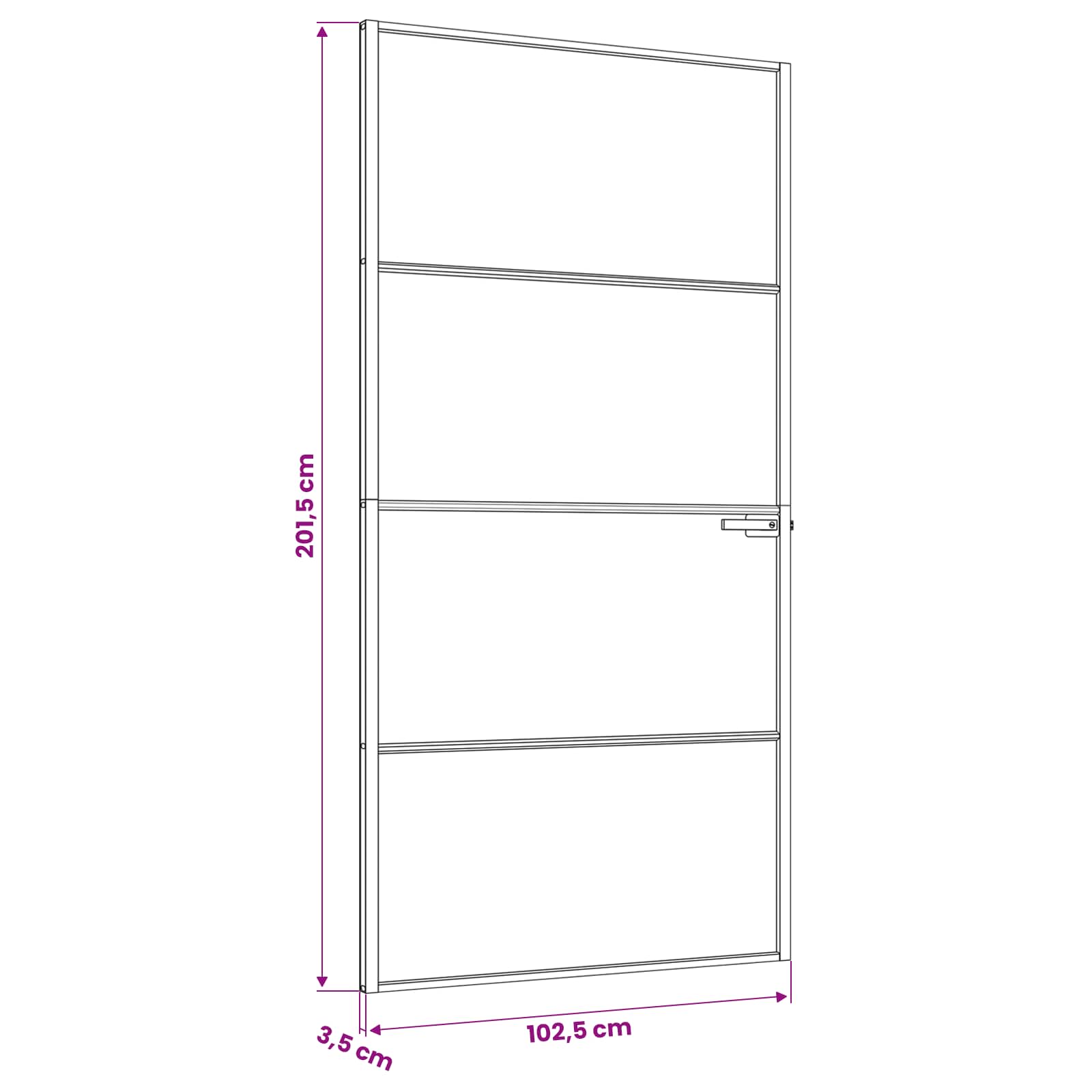 Notranja vrata 102,5 x 201,5 cm Kaljeno steklo in aluminij