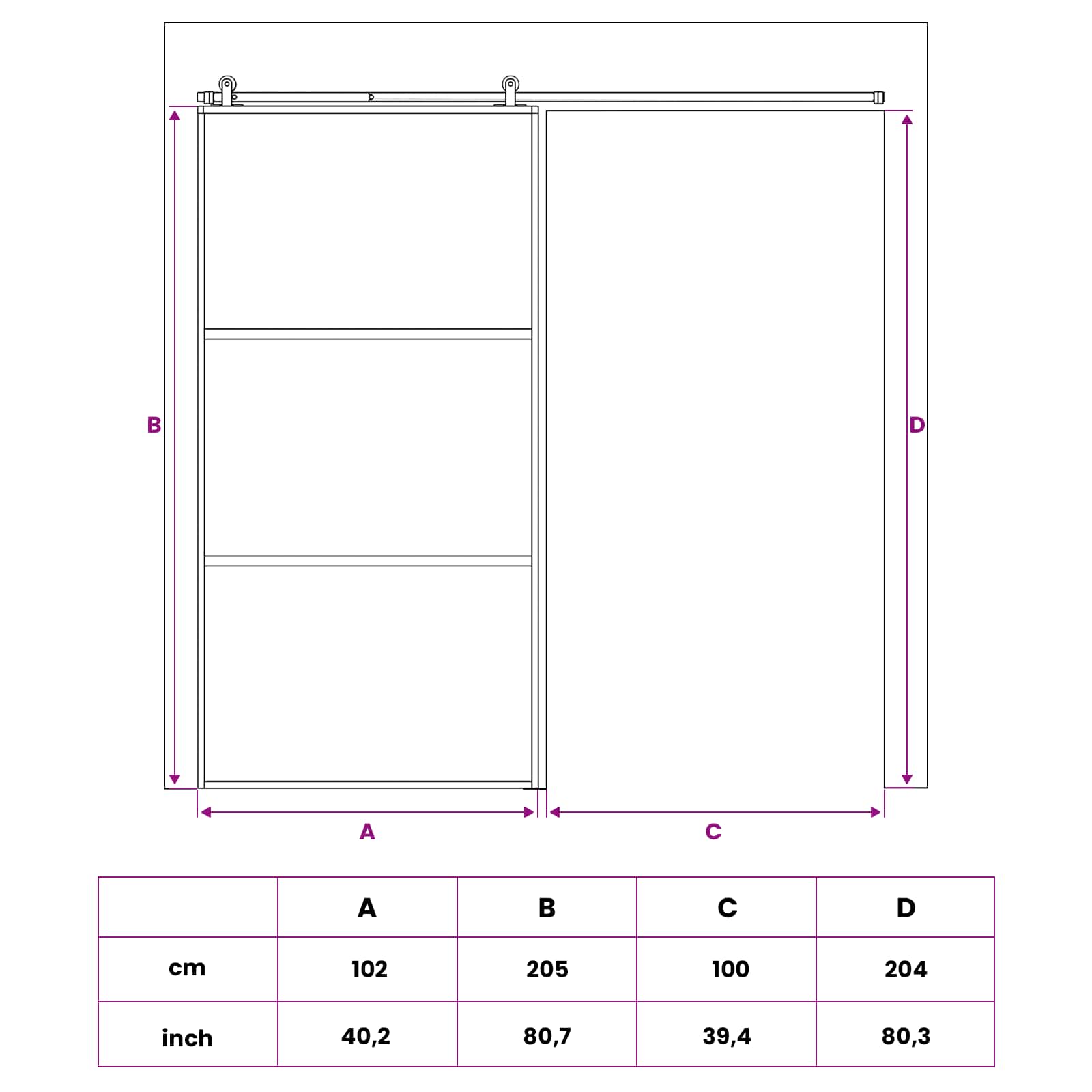 Drsna vrata 102 x 205 cm Kaljeno steklo in aluminij