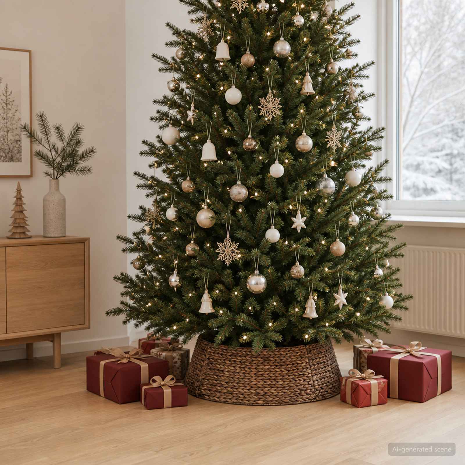 vidaXL Juletrækrave Rund Brun Dia. 90 x 28 cm Vandhyacint