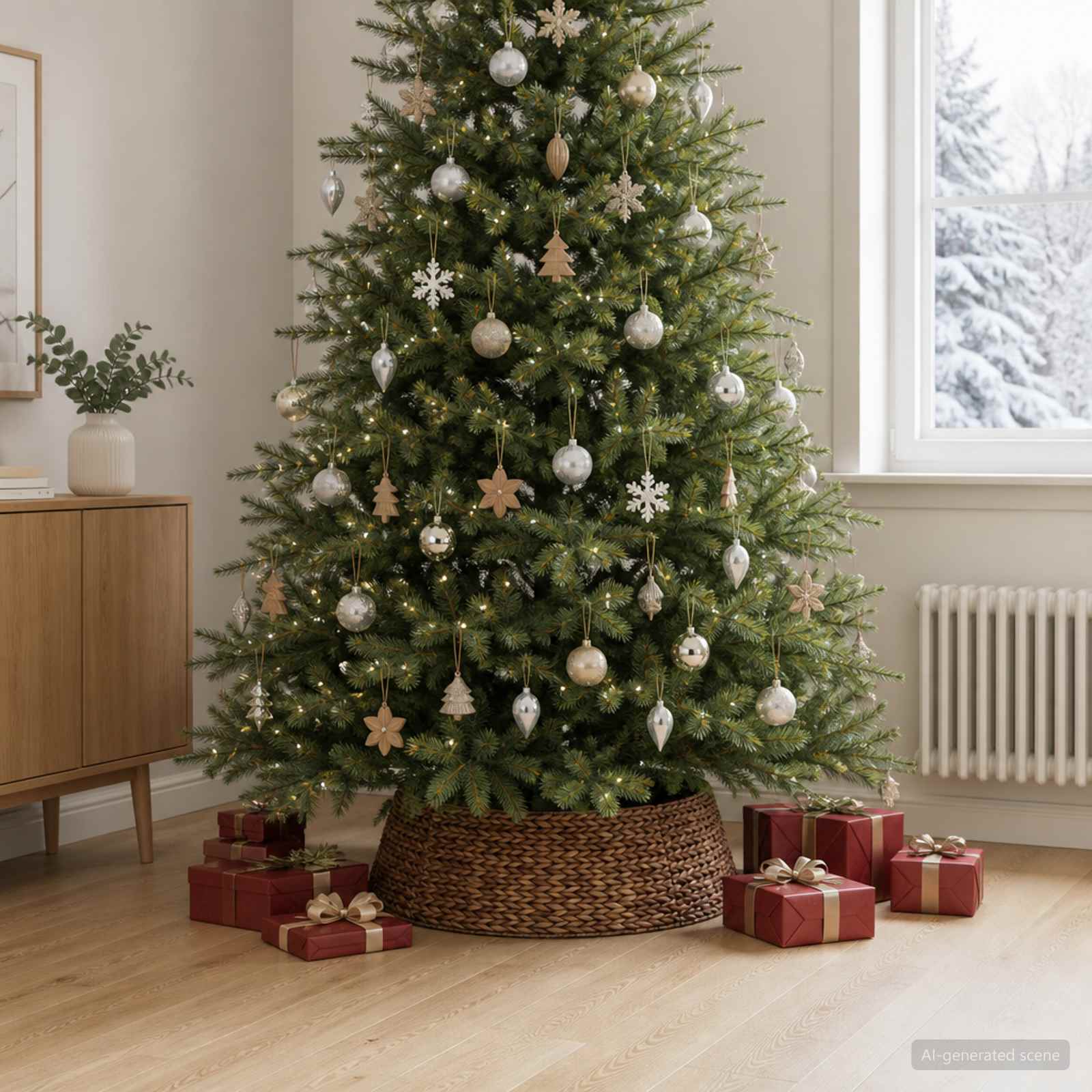 vidaXL Juletrækrave Rund Brun Ø 105 x 28 cm Vandhyacint