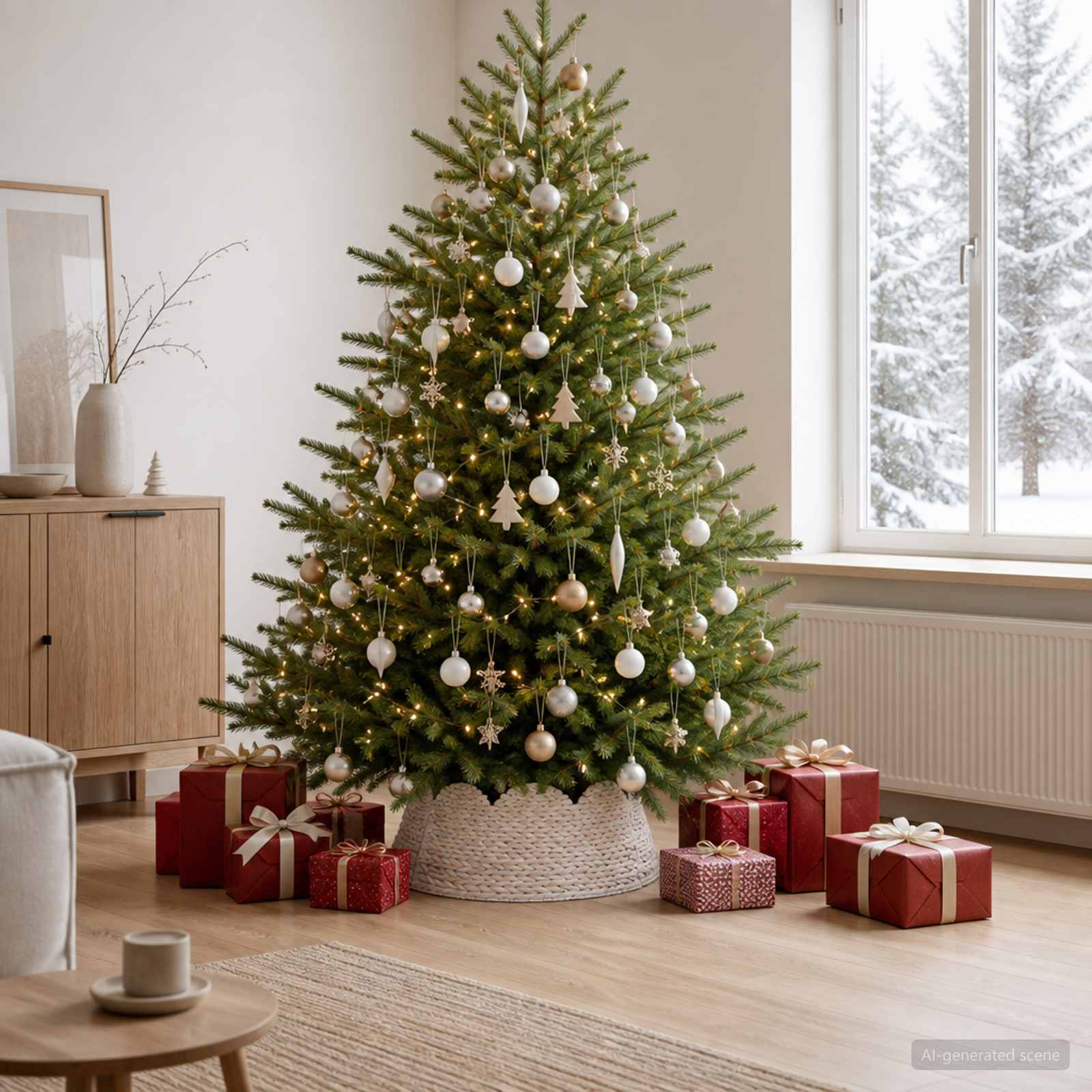 vidaXL Juletrækrave Rund Hvid Dia. 75 x 25 cm Vandhyacint