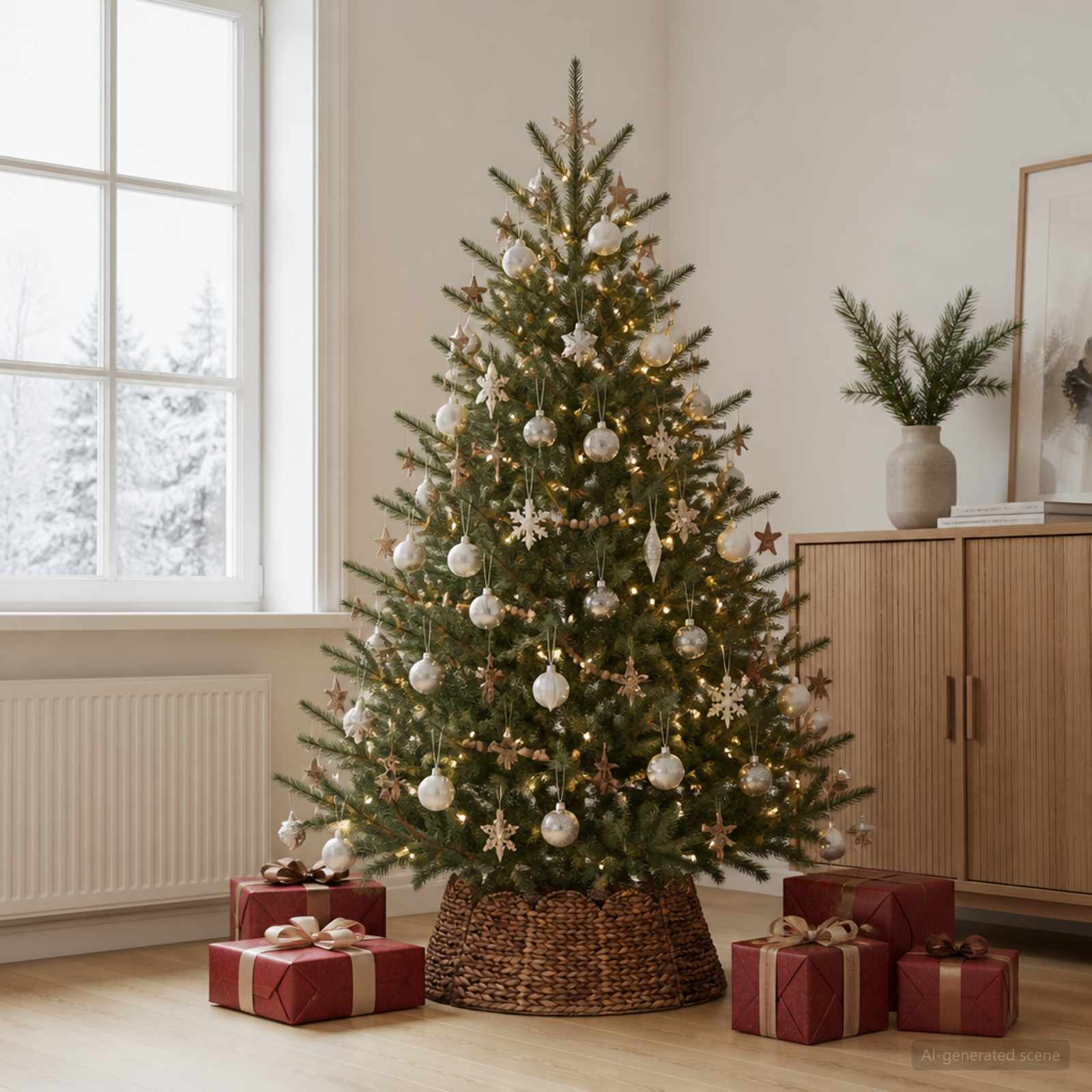 vidaXL Juletrækrave Rund Brun Dia. 75 x 25 cm Vandhyacint