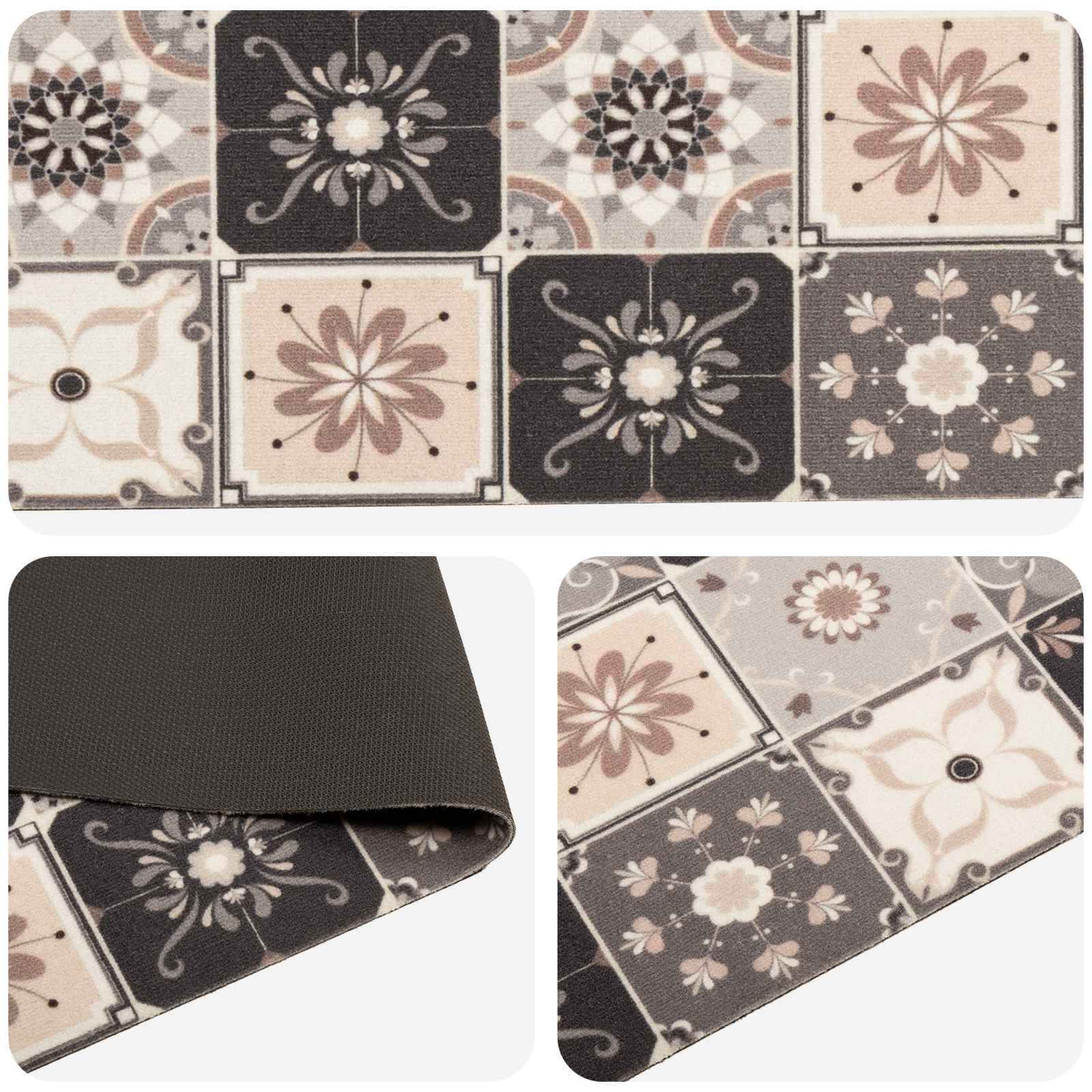 Keuken Vloerkleed Grijs-beige mozaïek 180 x 60 cm image 2