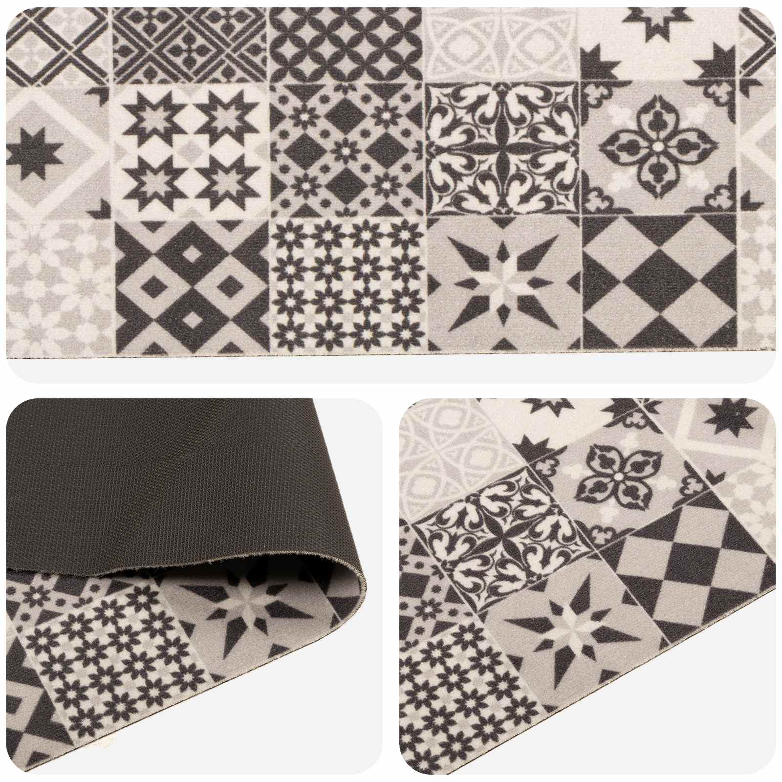Keuken Vloerkleed grijze mozaïek 300 x 60 cm 100% Polyamide image 2