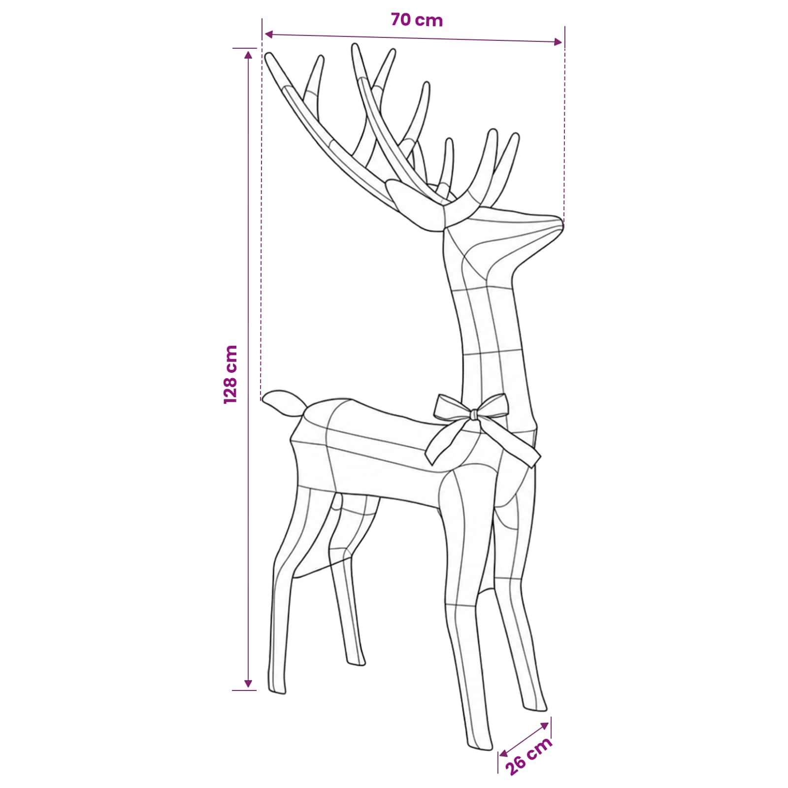 3D Christmas Reindeer LOVIISA 300 LEDs Warm size guide
