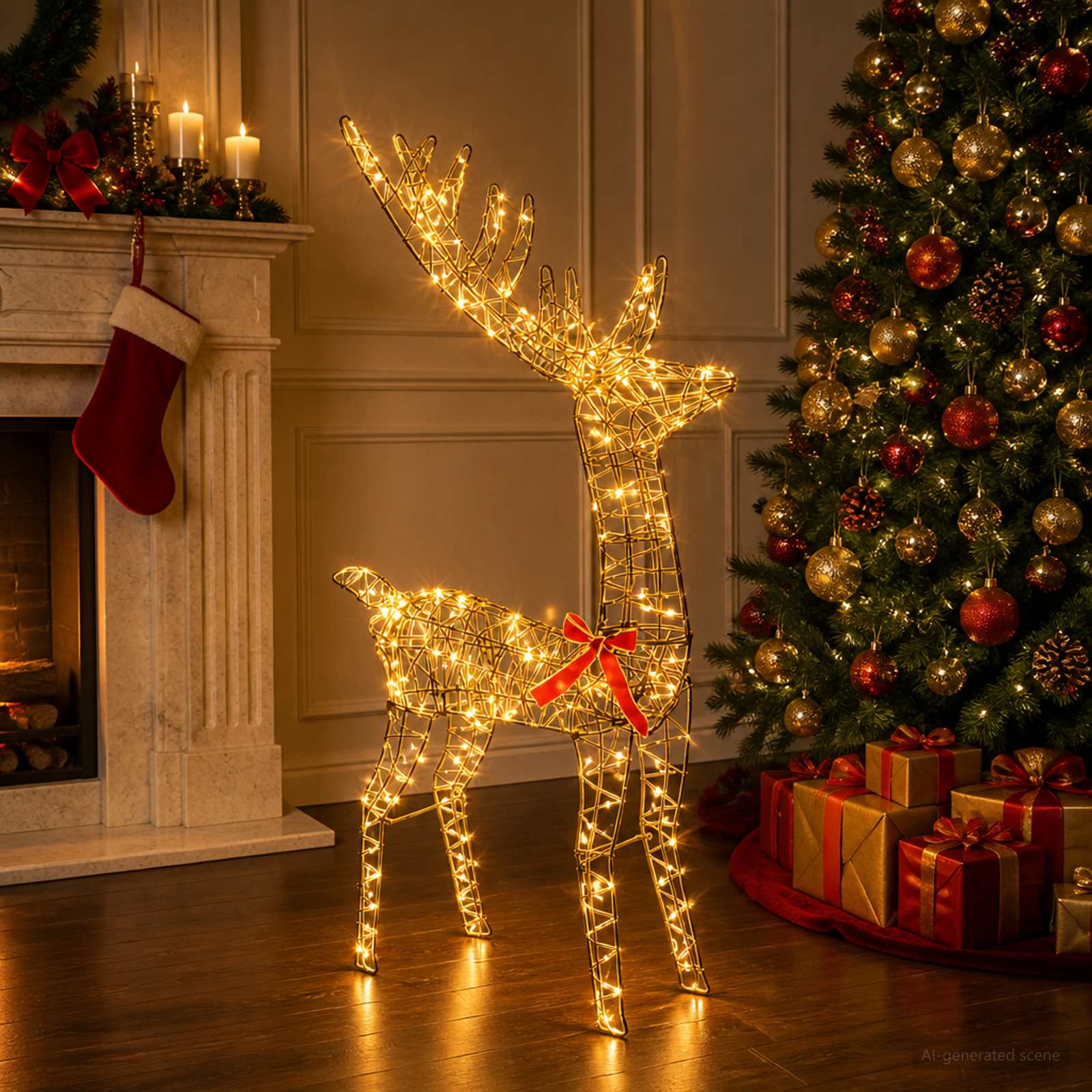 3D božični jelen LOVIISA 300 LED Toplo bela 70 x 26 x 128 cm