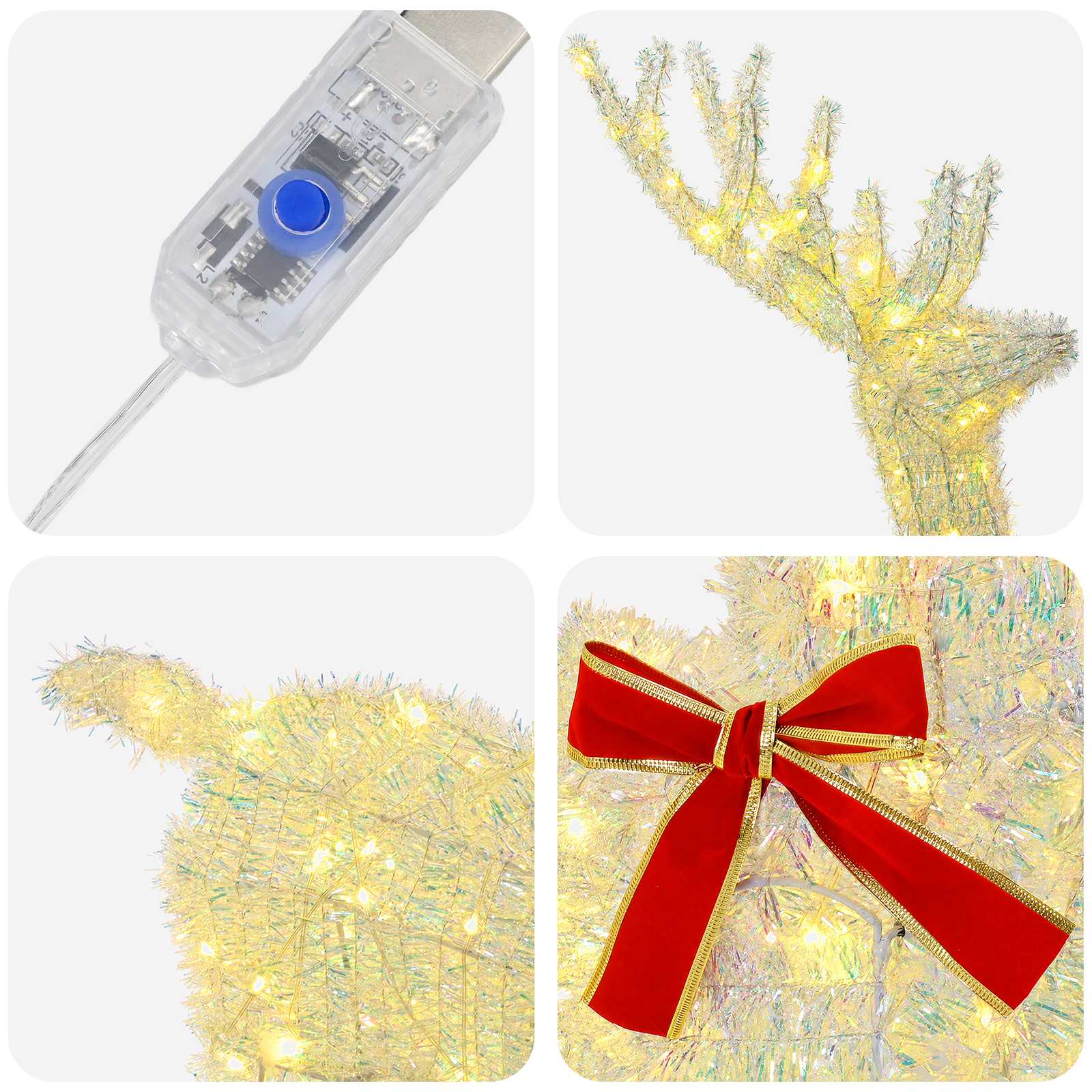 3D božični jelen LOVIISA 140 LED Toplo bela 70 x 26 x 128 cm
