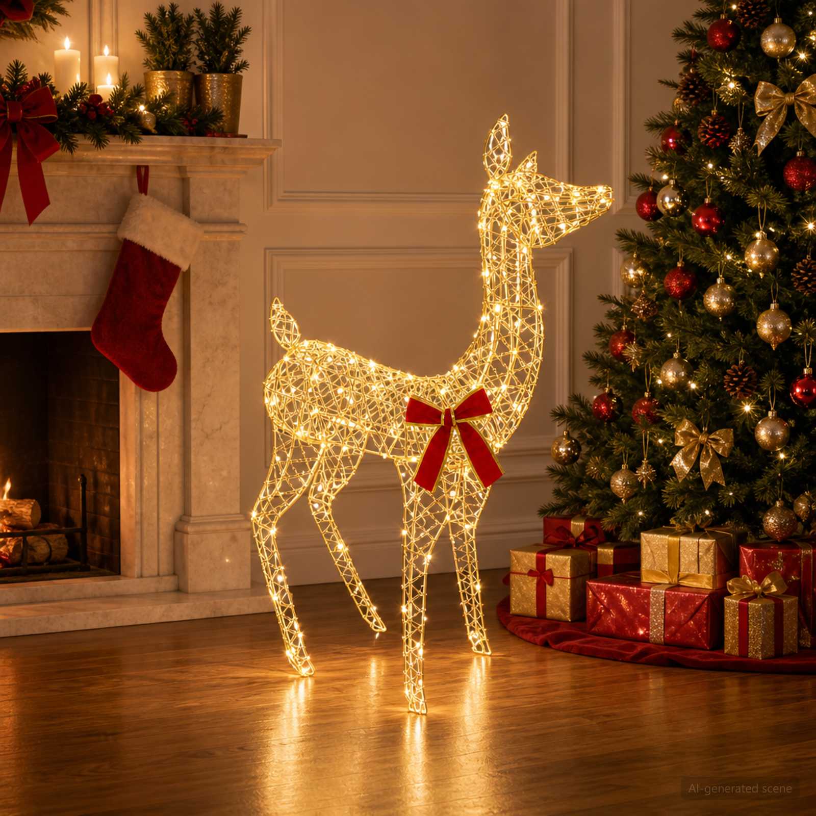 3D božični jelen LOVIISA 110 LED Toplo bela 70 x 26 x 100 cm