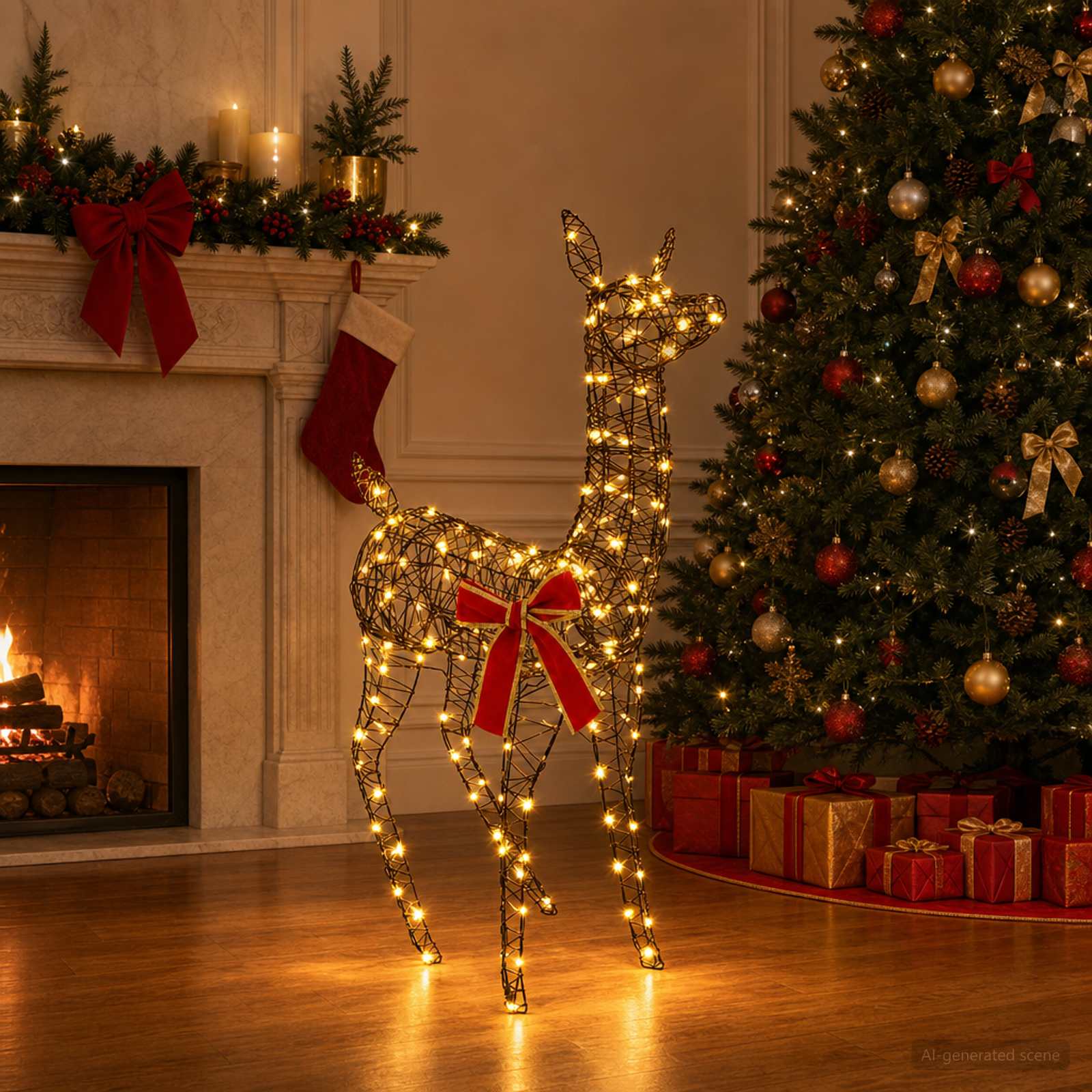 3D božični jelen LOVIISA 110 LED Toplo bela 70 x 26 x 100 cm