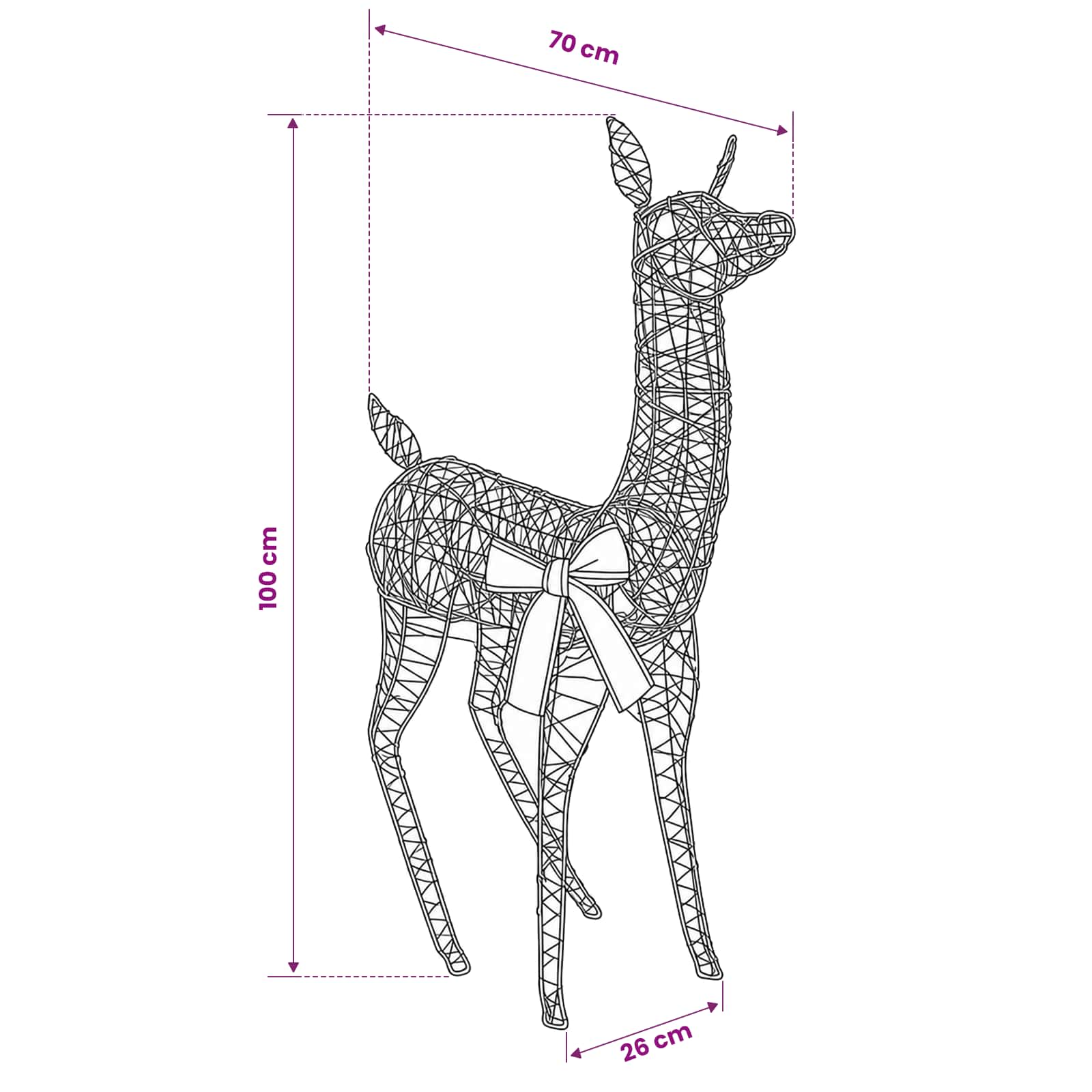 3D božični jelen LOVIISA 110 LED Toplo bela 70 x 26 x 100 cm
