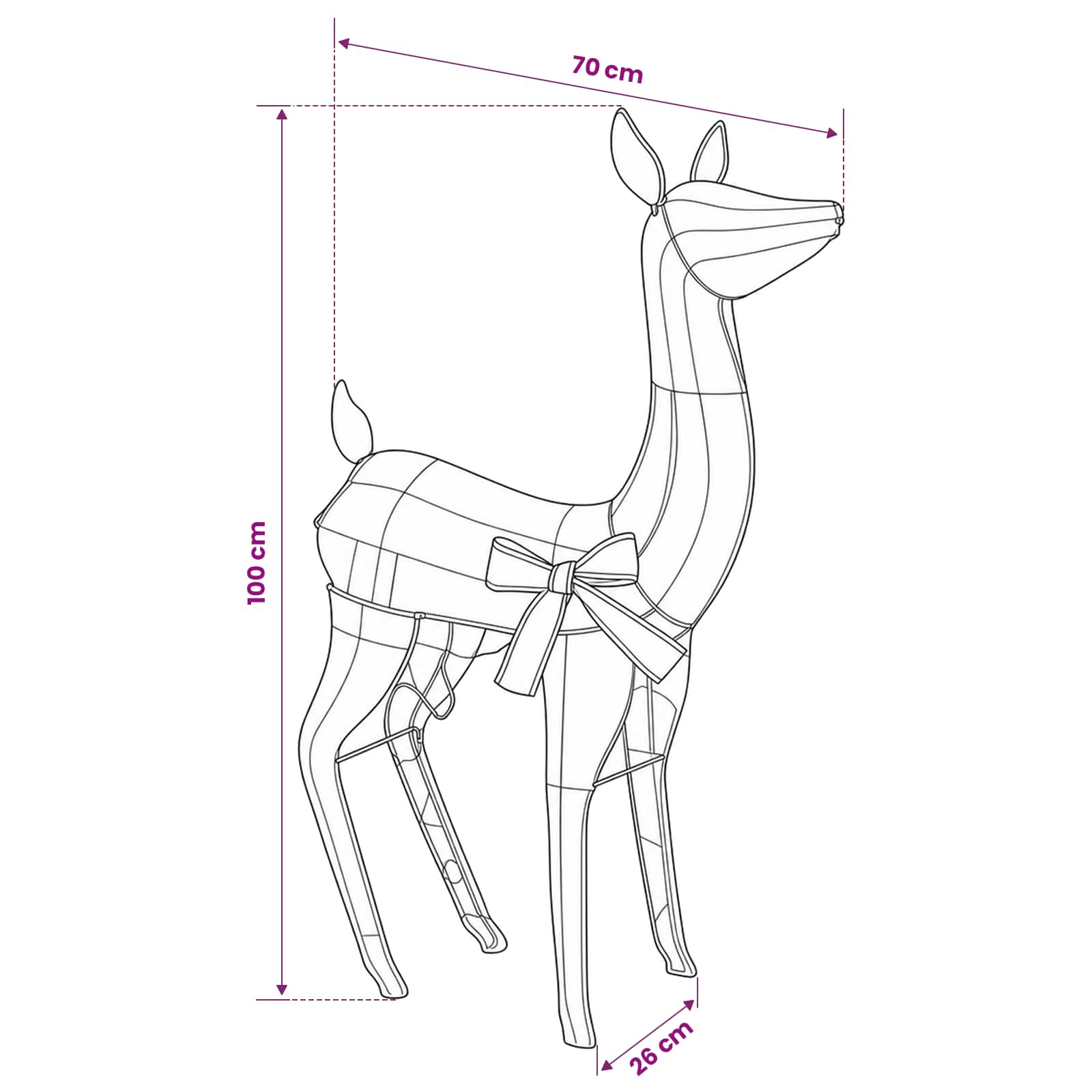 3D Christmas Reindeer LOVIISA 110 LEDs Cold size guide