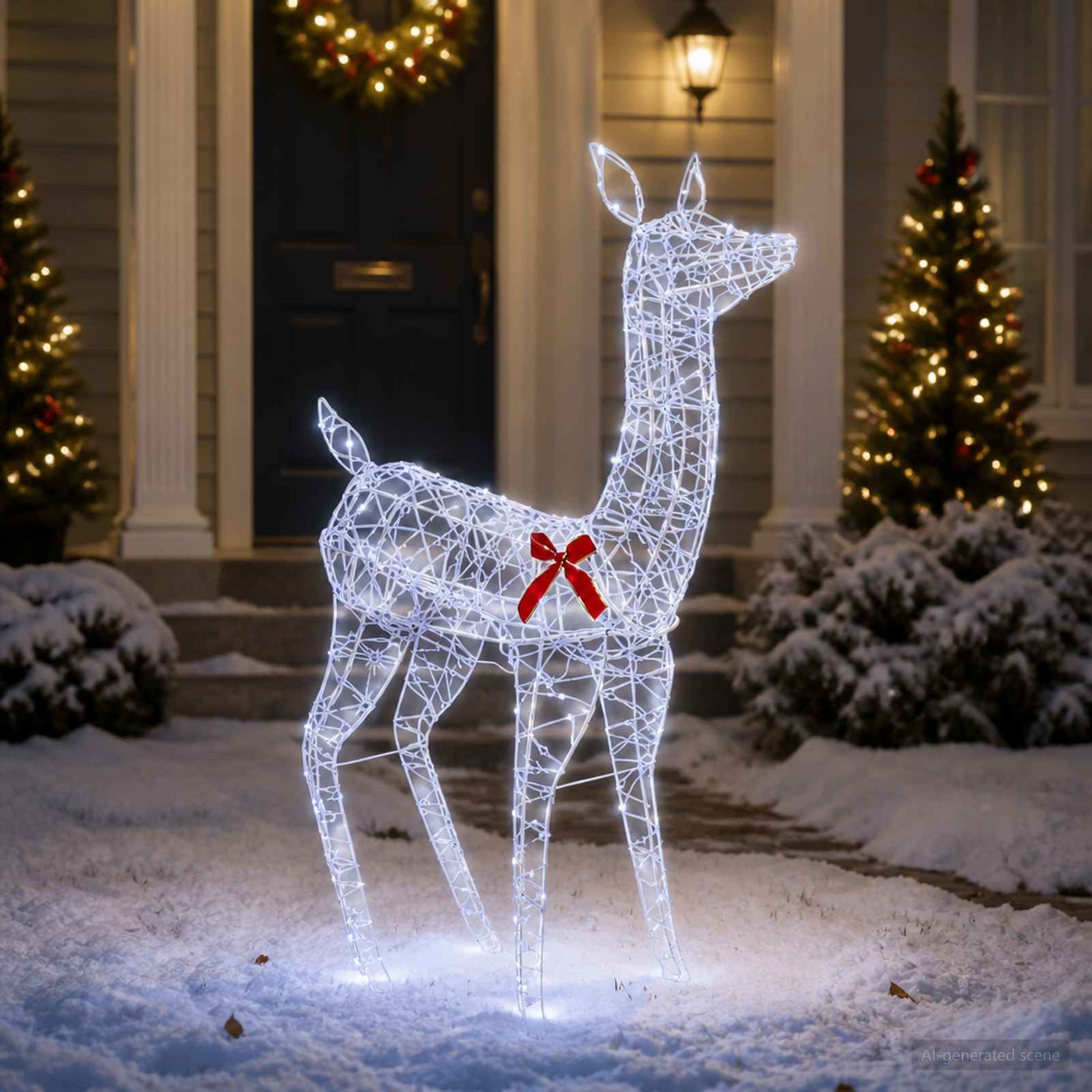 vidaXL 3D Jule Reinsdyr LOVIISA 285 LED-lys Kaldhvit 70 x 26 x 100 cm