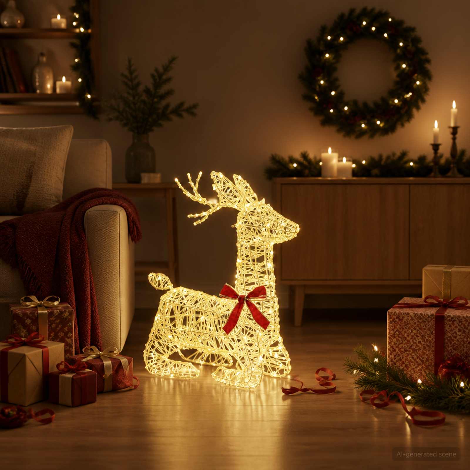 3D božični jelen LOVIISA 140 LED Toplo bela 55 x 22 x 63 cm