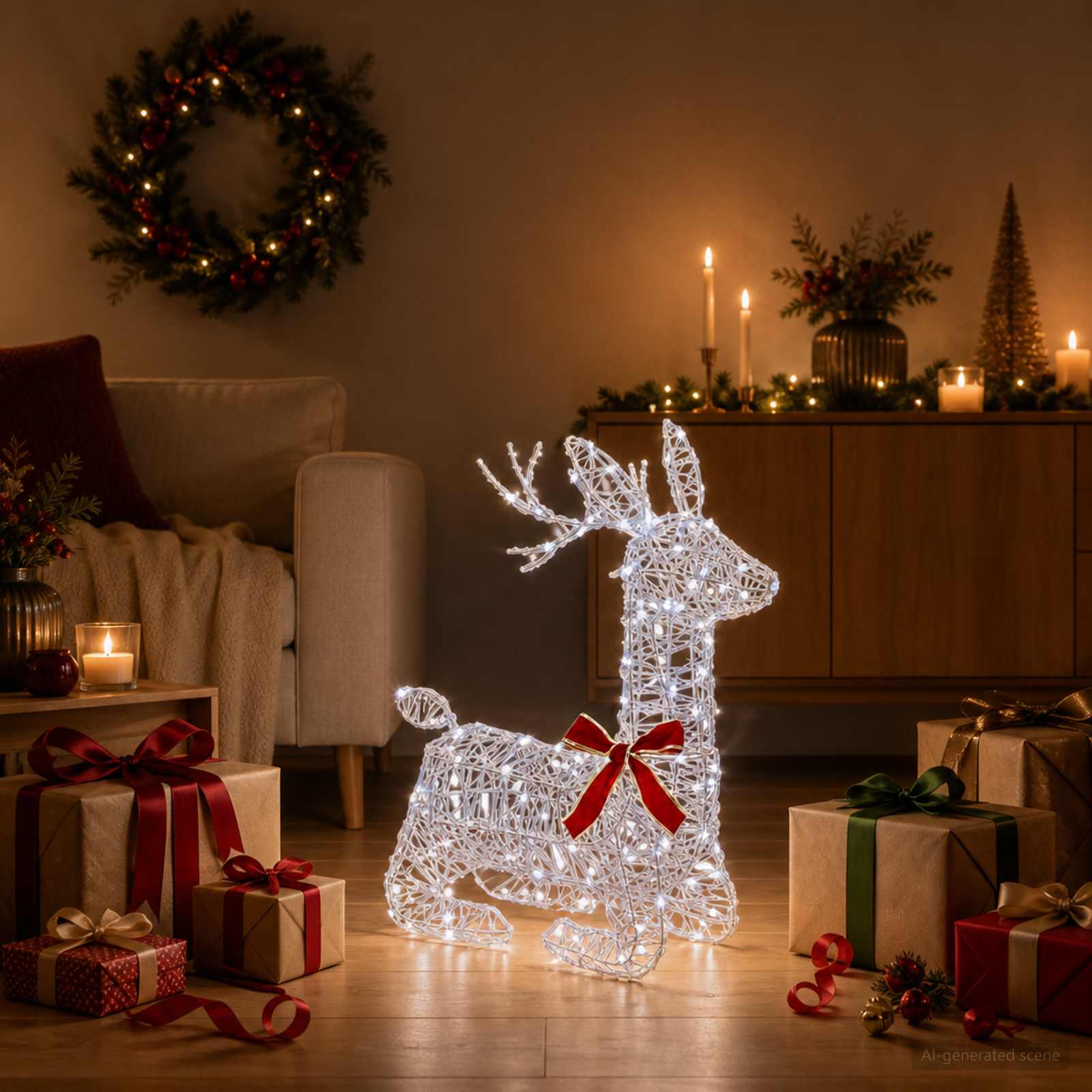 3D božični jelen LOVIISA 140 LED Hladno bela 55 x 22 x 63 cm