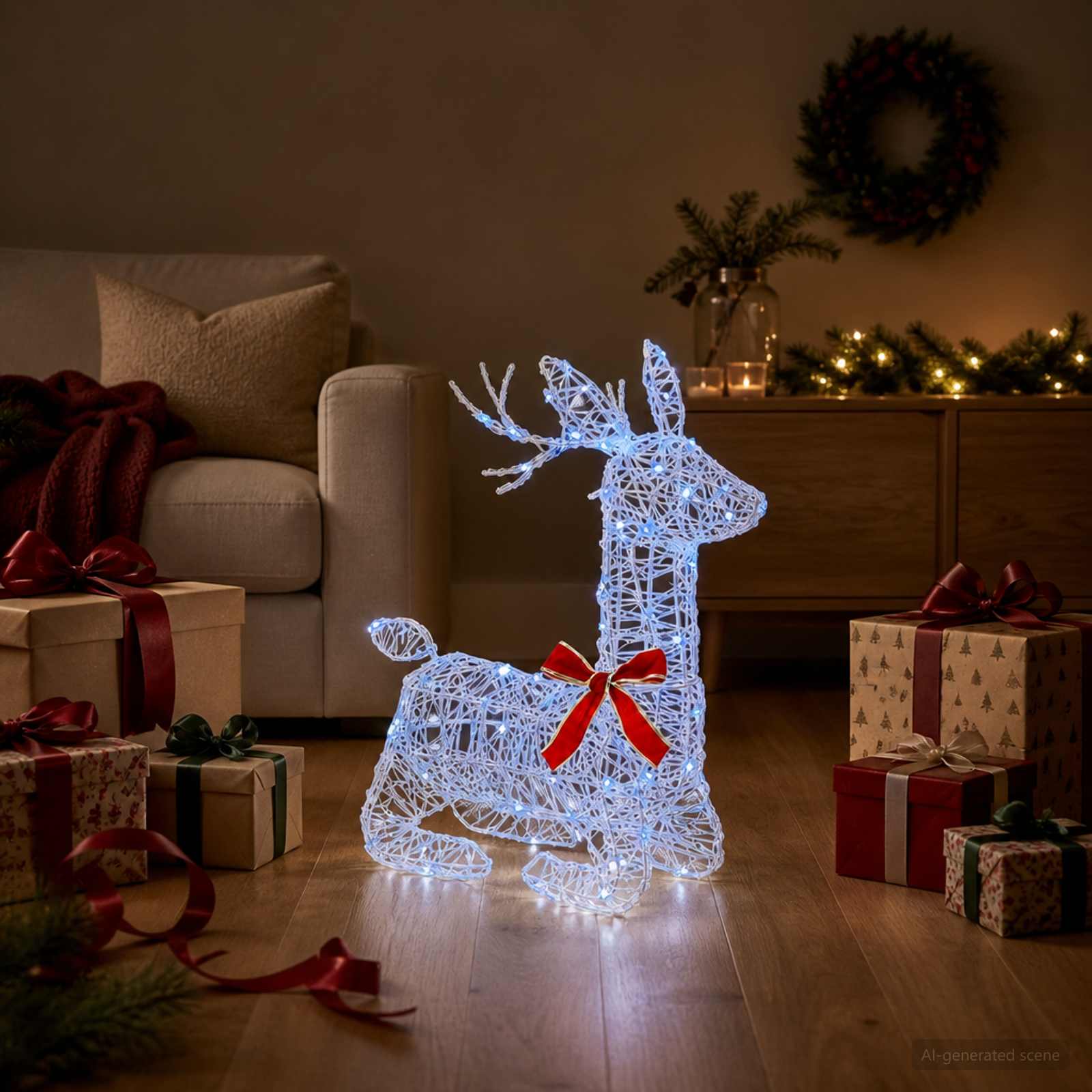 vidaXL 3D Kerst Rendier LOVIISA 140 LED's Blauw 55 x 22 x 63 cm, foto 2