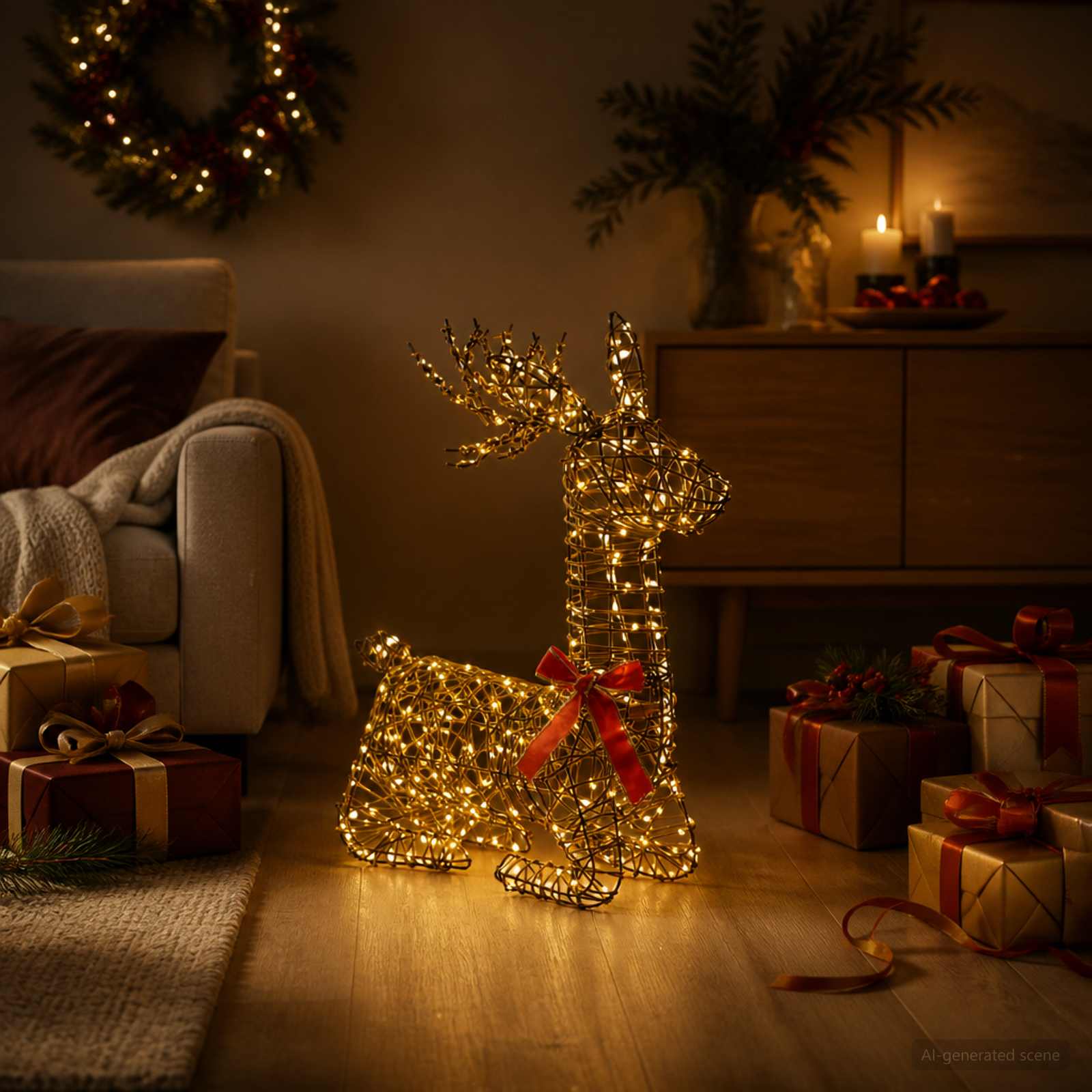 3D božični jelen LOVIISA 140 LED Toplo bela 55 x 22 x 63 cm