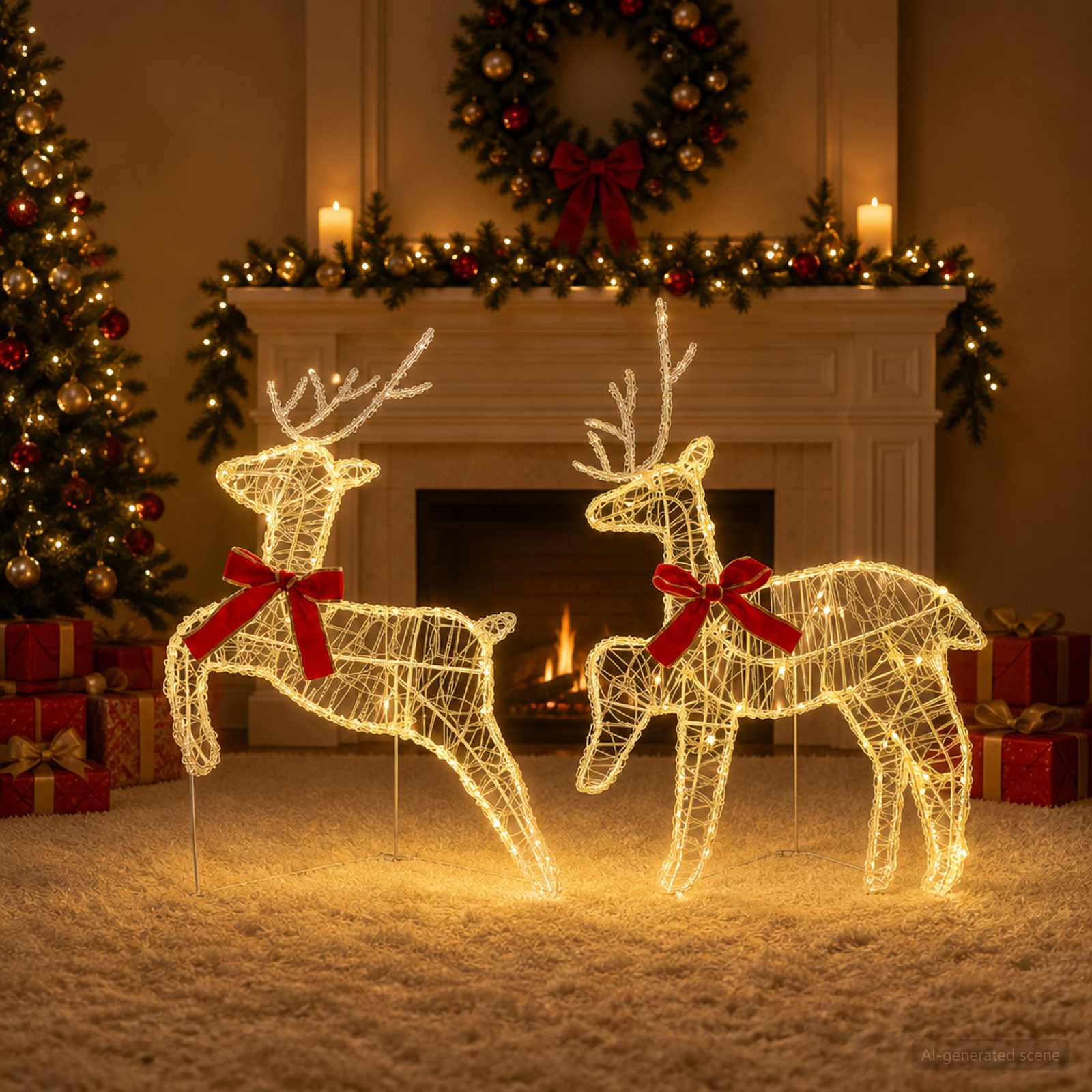 Božični jelenček 2 kos 40 LED Toplo bela 43 x 19 x 65 cm