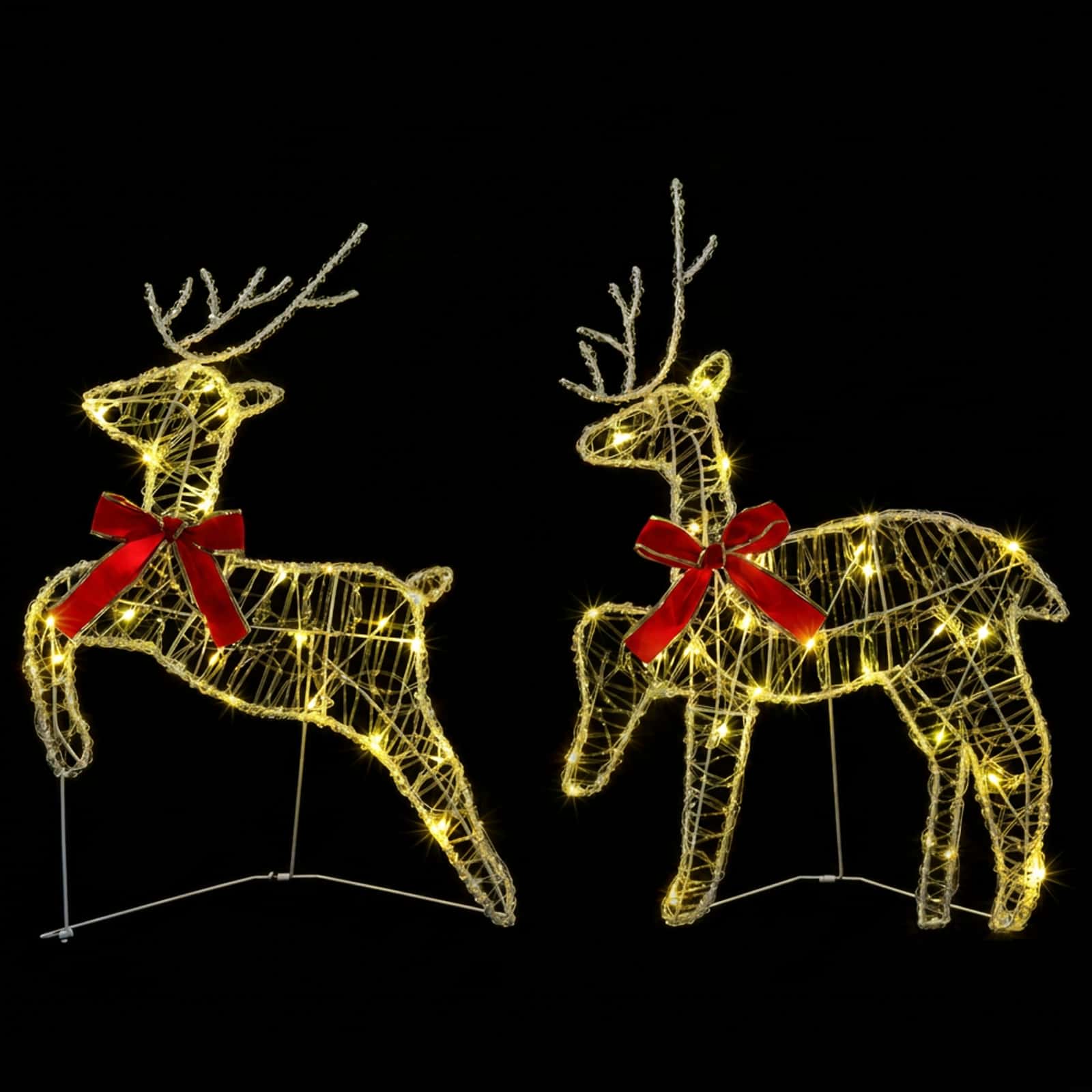 Božični jelenček 2 kos 40 LED Toplo bela 43 x 19 x 65 cm
