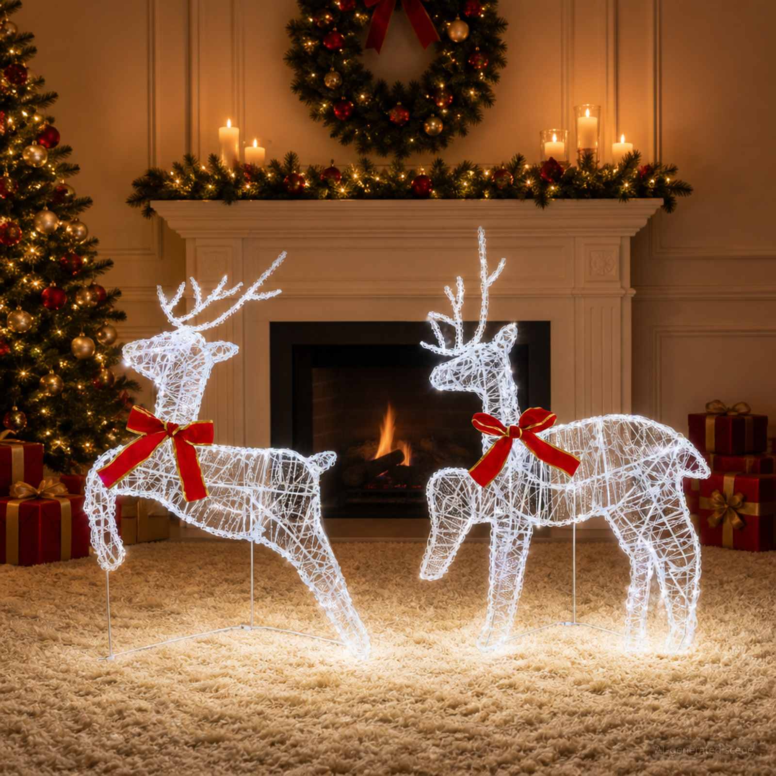 Božični jelenček 2 kos 40 LED Hladno bela 43 x 19 x 65 cm
