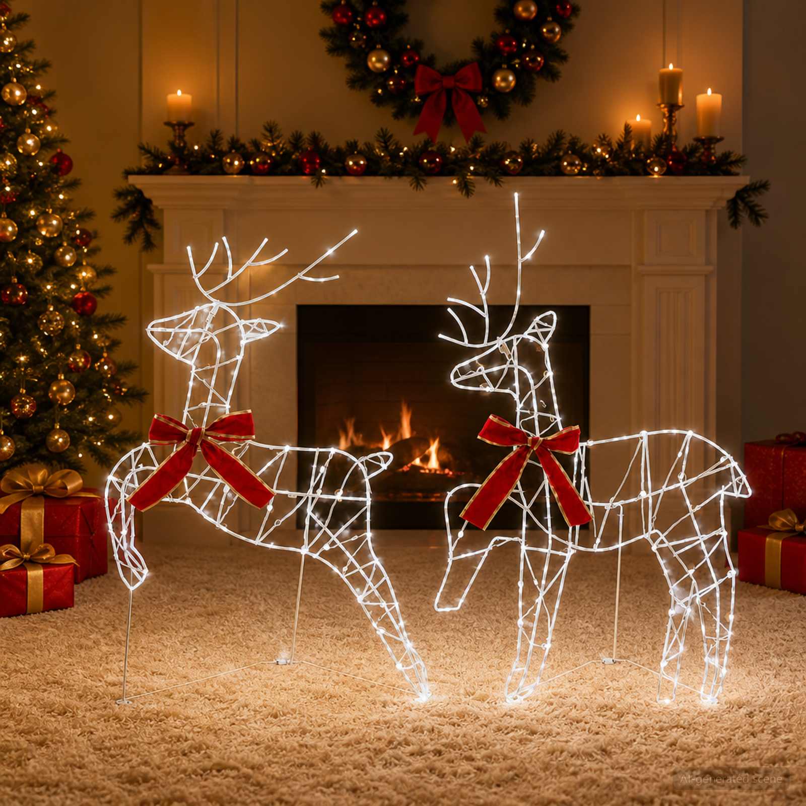 Božični jelenček 2 kos 90 LED Hladno bela