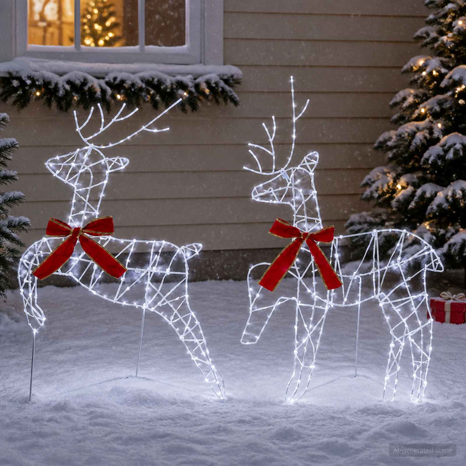 Božični jelenček 2 kos 90 LED Hladno bela