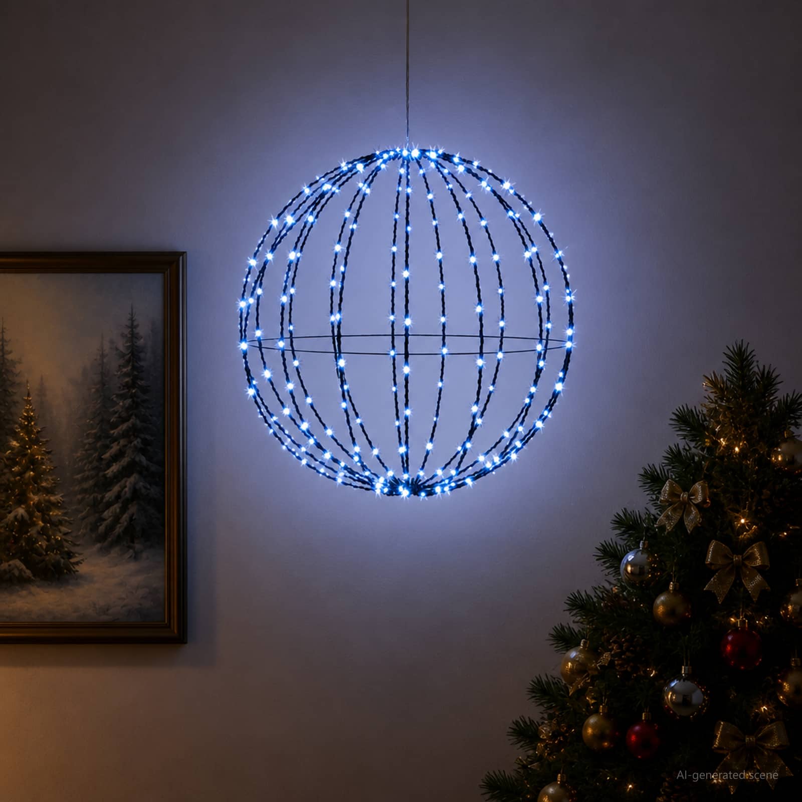 Božična konica za luči 96 LED Modra Premer 30 x 32 cm