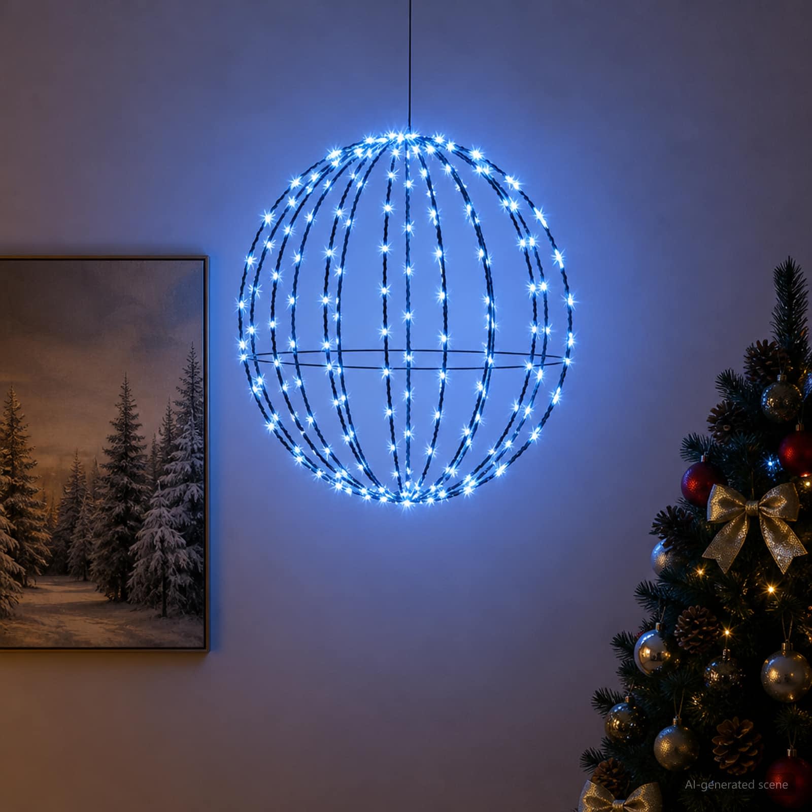 vidaXL Weihnachts-Finial-Licht 120 LEDs Blau Durchmesser 40 x 42 cm