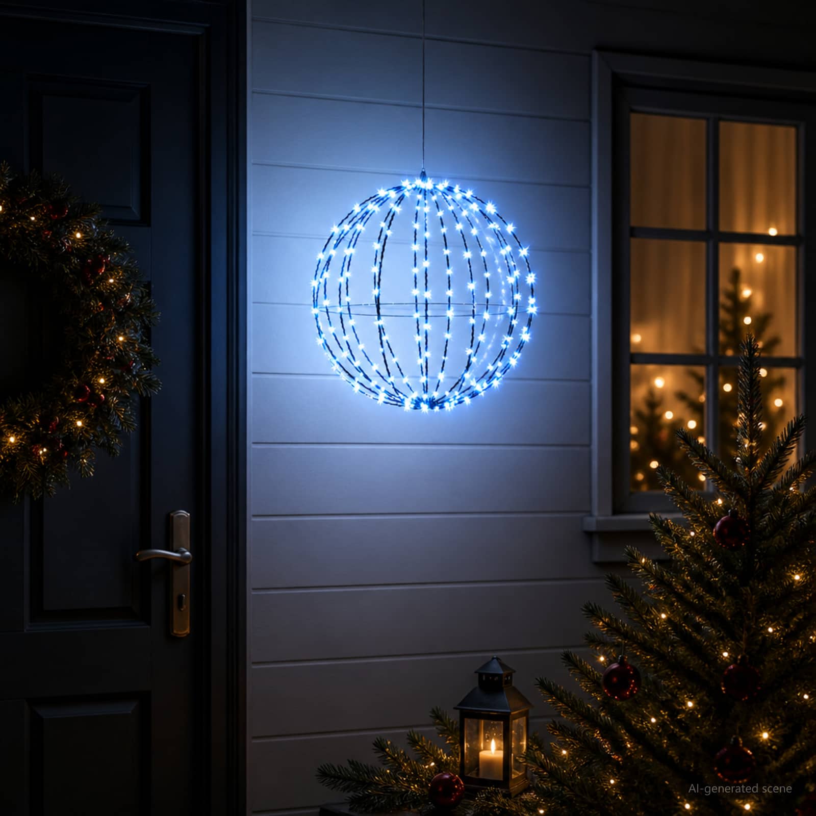 vidaXL Kerst Finial Licht 120 LED's Blauw Dia. 40 x 42 cm, foto 2