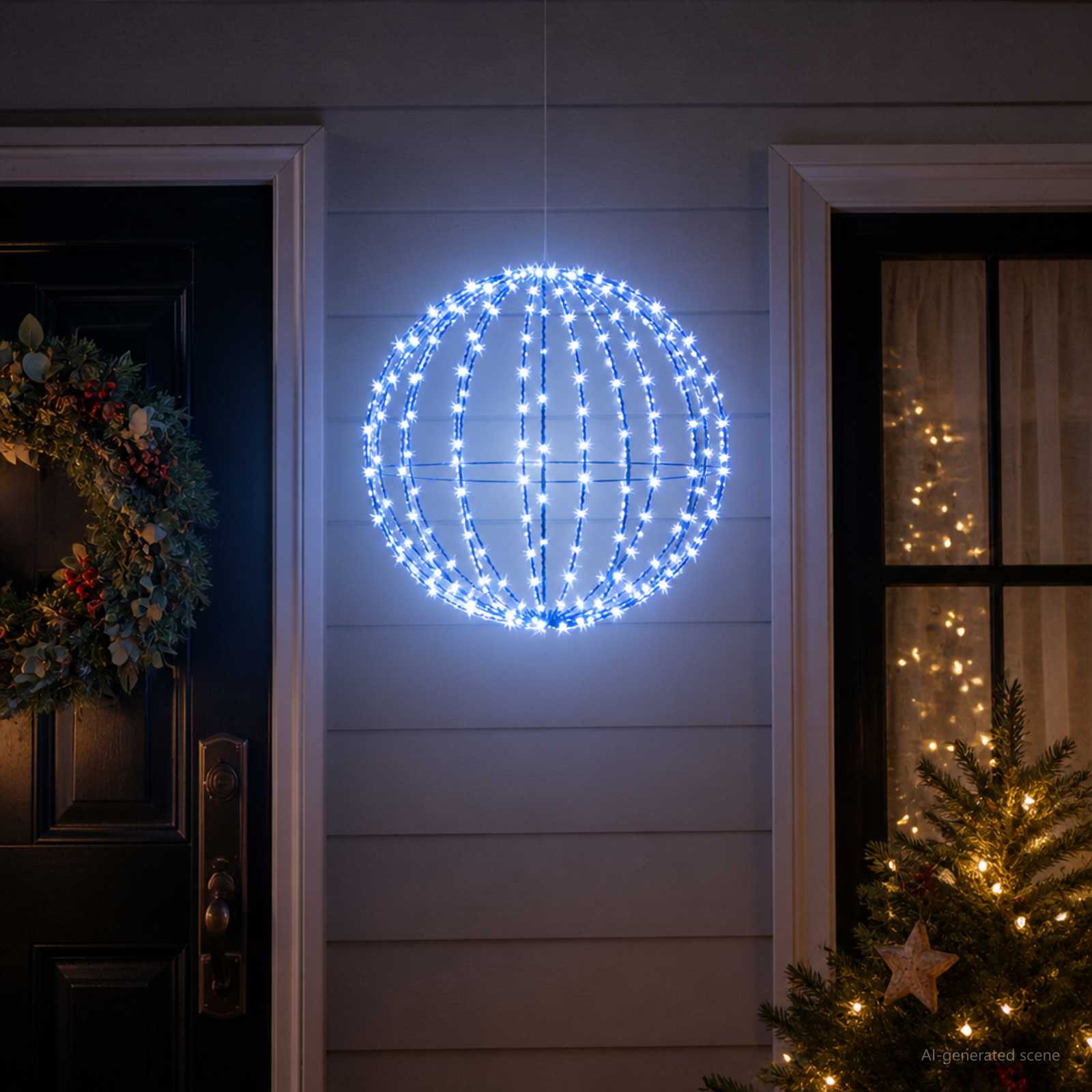 vidaXL Julefinial lys 192 LED'er Blå Diameter 60 x 63 cm