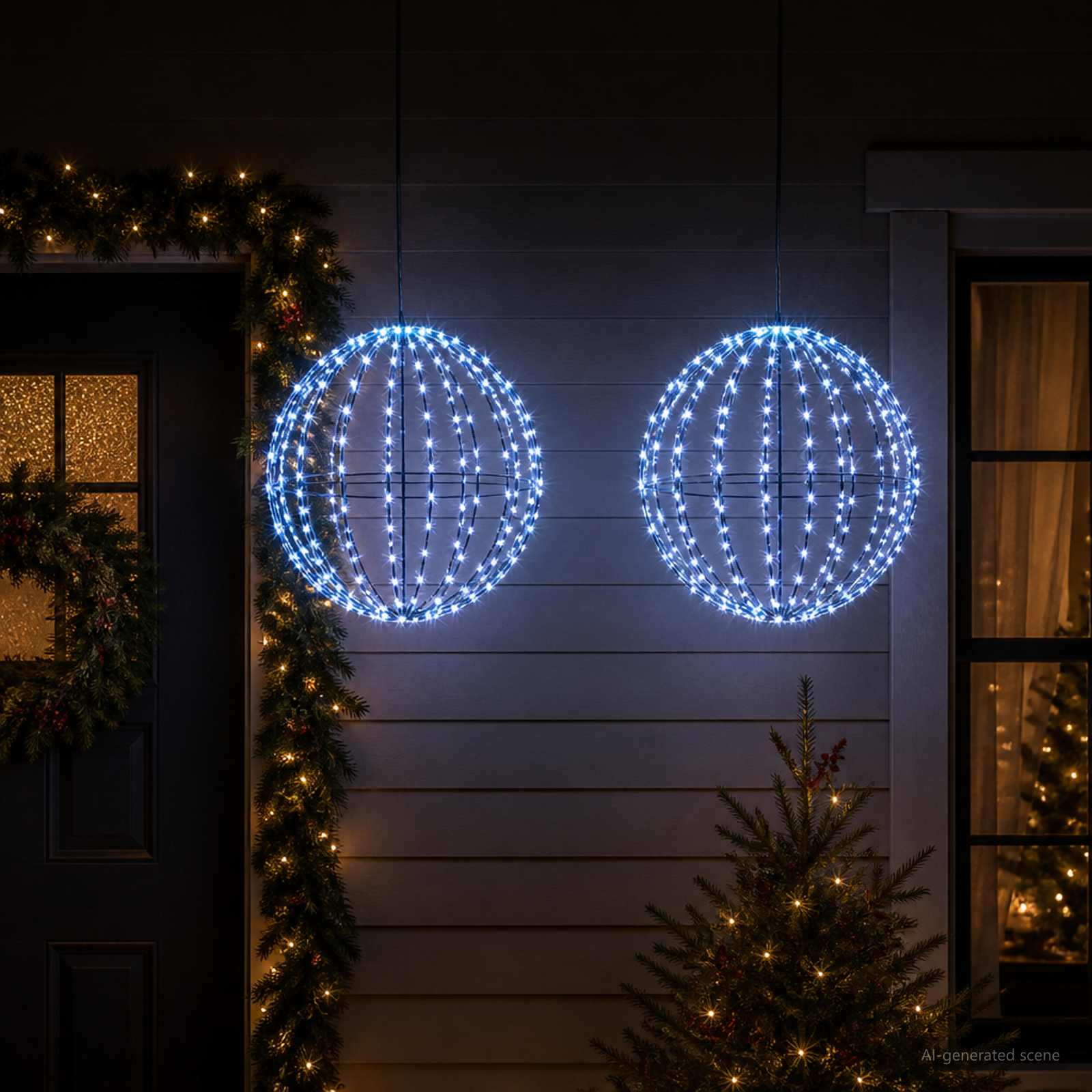 vidaXL Julefinial lys 2 stk. 192 LED'er Blå Diameter 30 x 32 cm