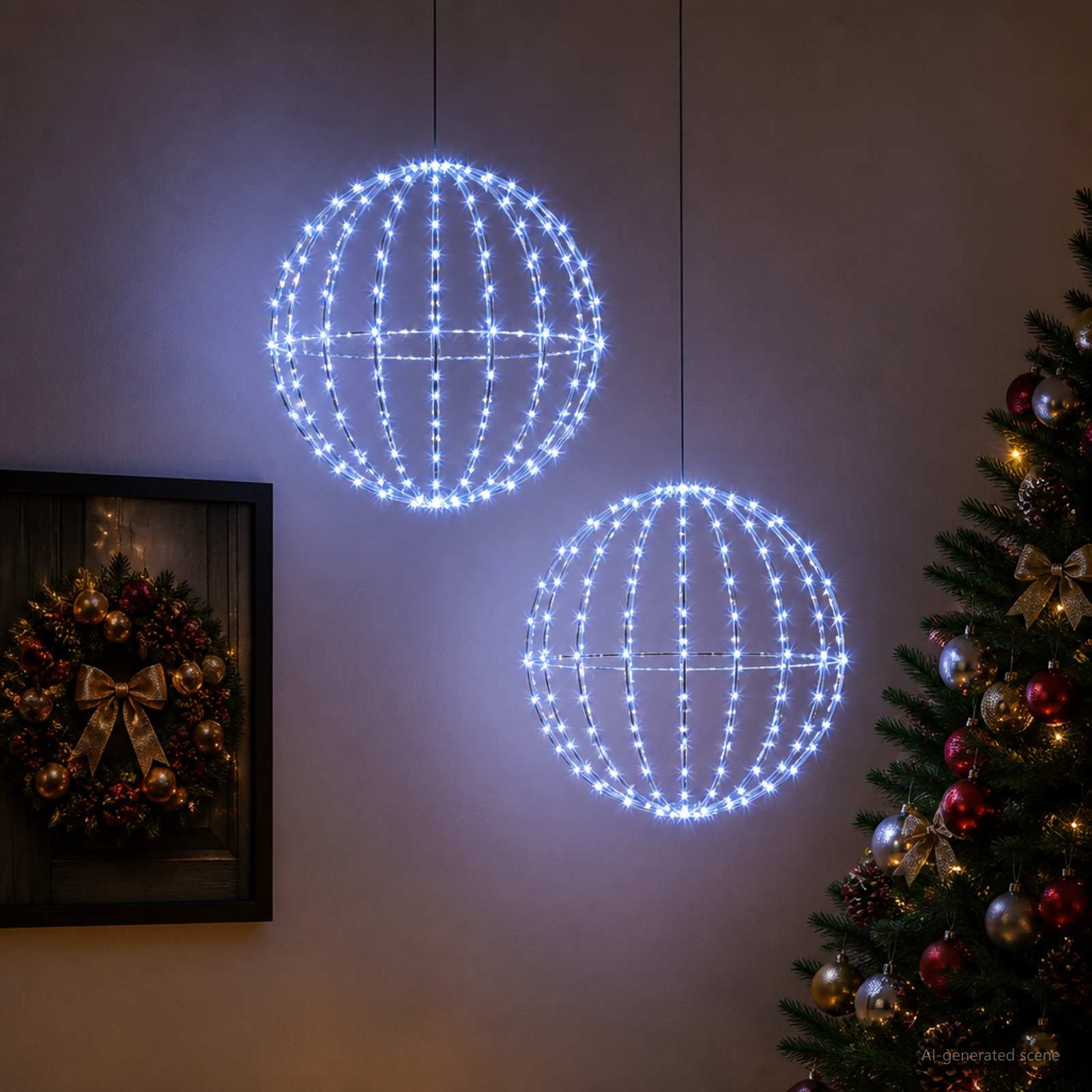 vidaXL Kerst Finial Licht 2 st 192 LED's Blauw Dia. 30 x 32 cm, foto 2