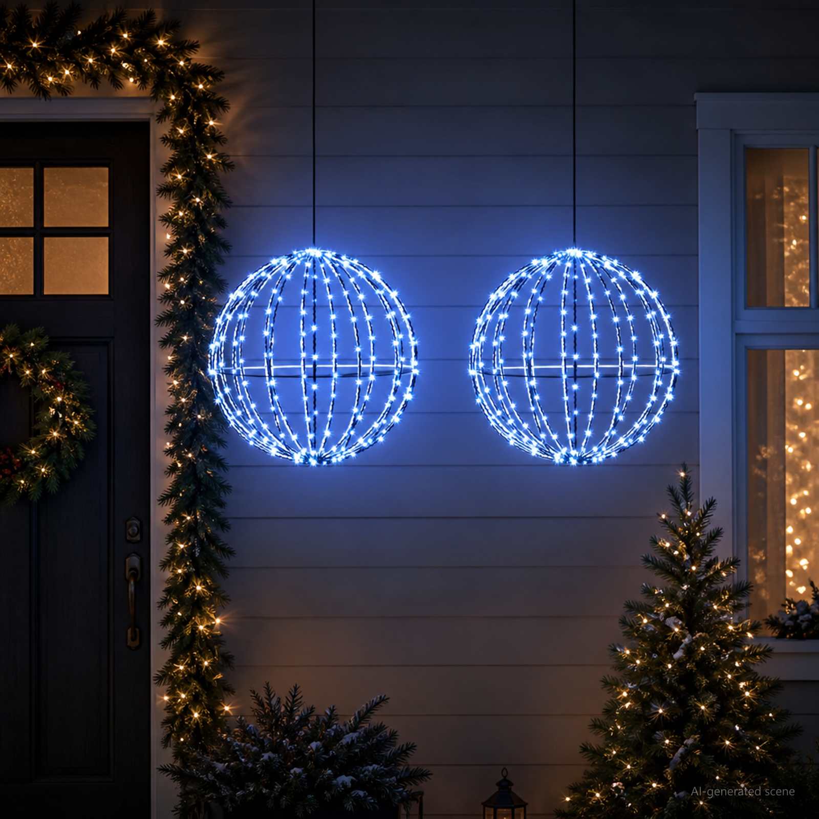 vidaXL Kerst Finial Licht 2 st 240 LED's Blauw Dia. 40 x 42 cm, foto 2