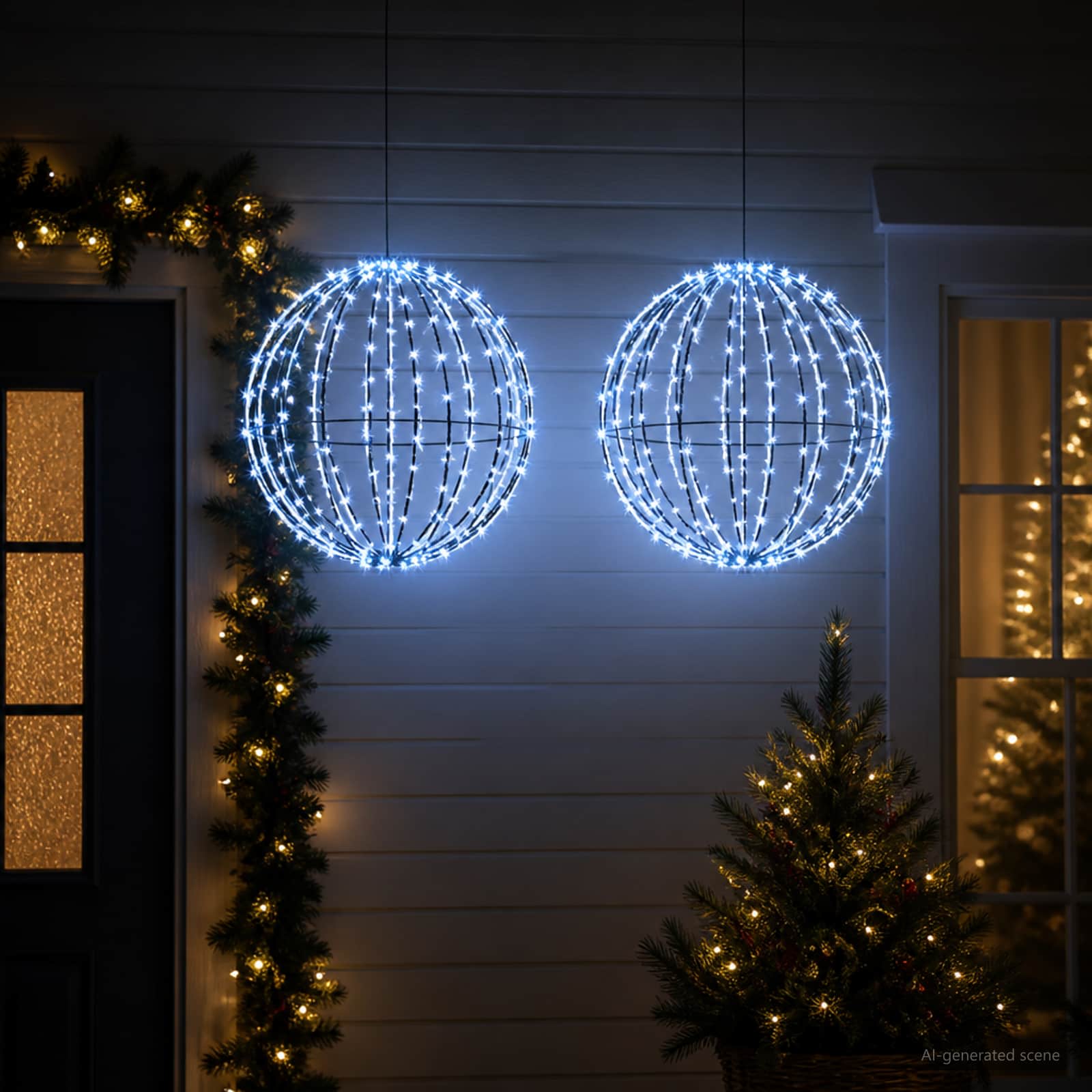 vidaXL Julefinial lys 2 stk. 320 LED'er Blå Diameter 50 x 52 cm