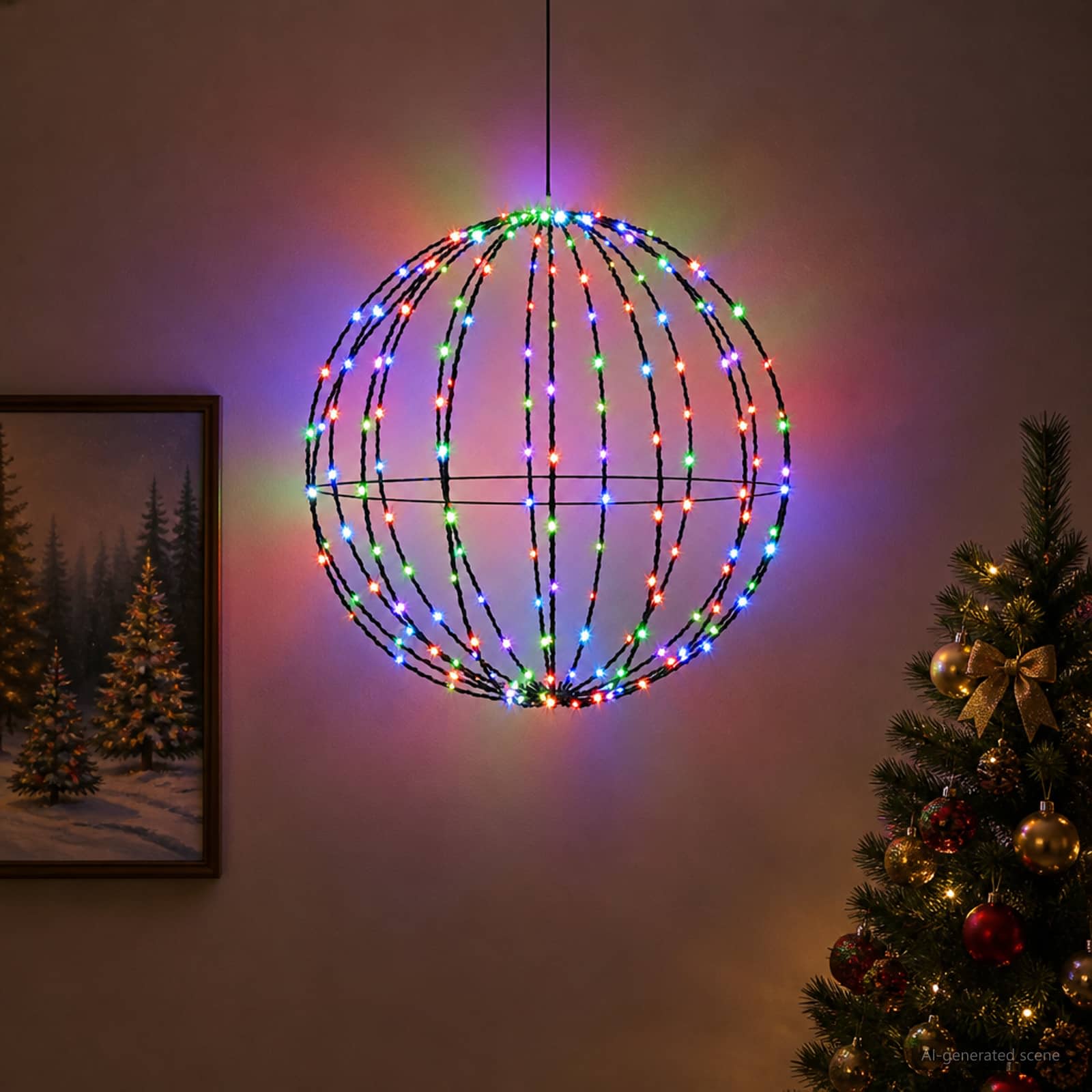 vidaXL Kerst Finial Licht 120 LED's Meerkleurig Dia. 40 x 42 cm, foto 2