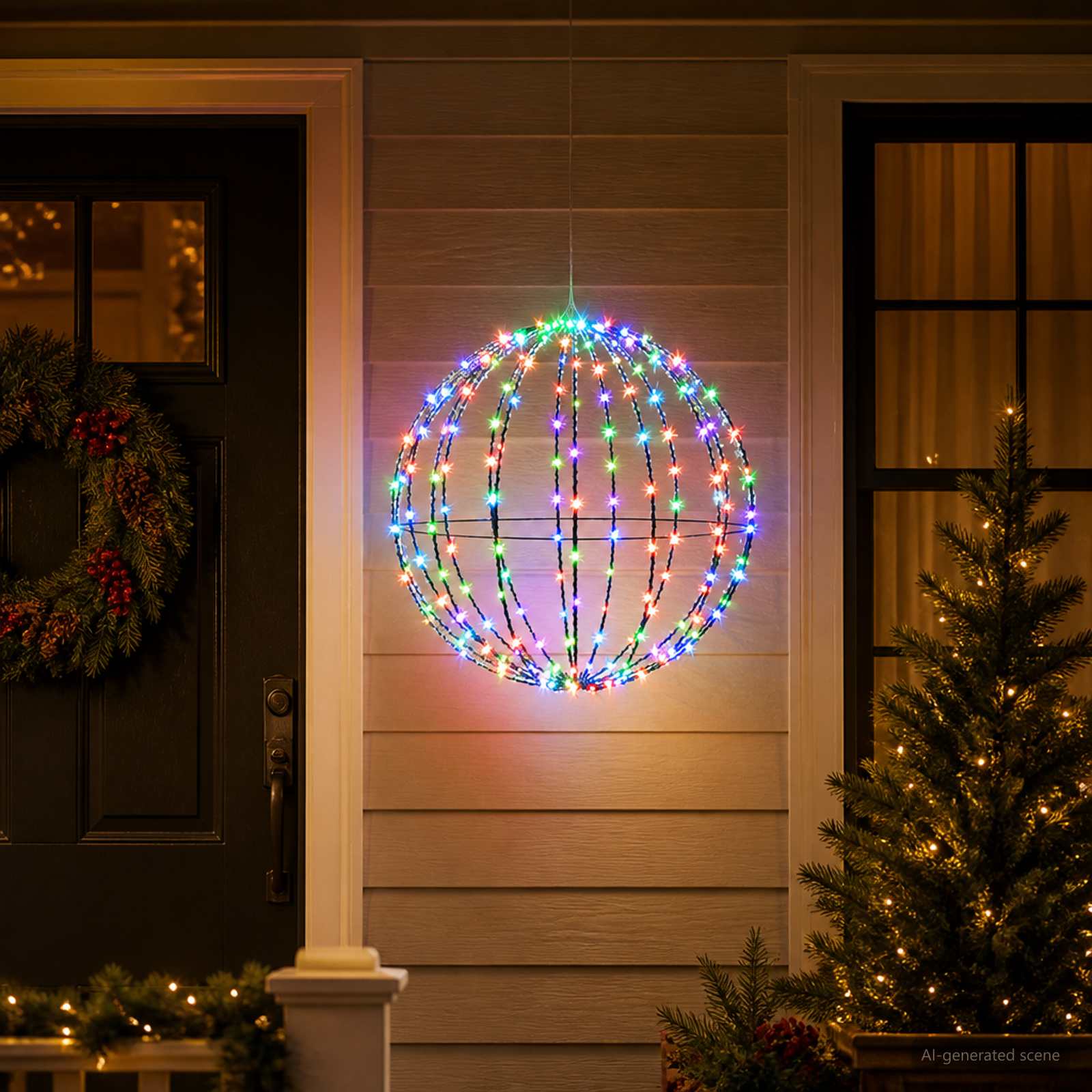 vidaXL Julefinial lys 192 LED'er Flerfarvet Diameter 60 x 63 cm