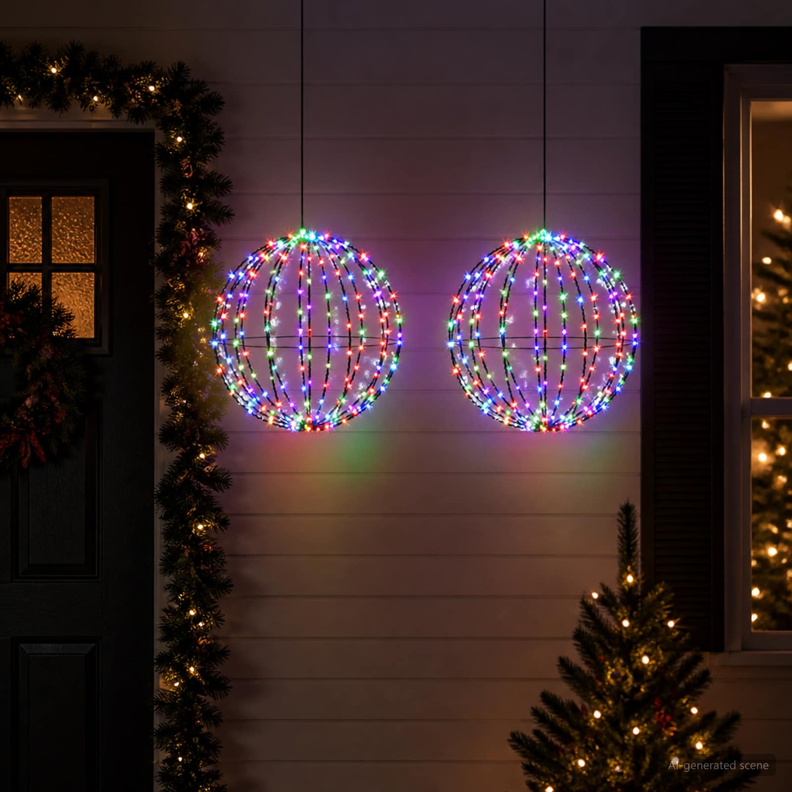 vidaXL Kerst Finial Licht 2 st 192 LED's Meerkleurig Dia. 30 x 32 cm, foto 2