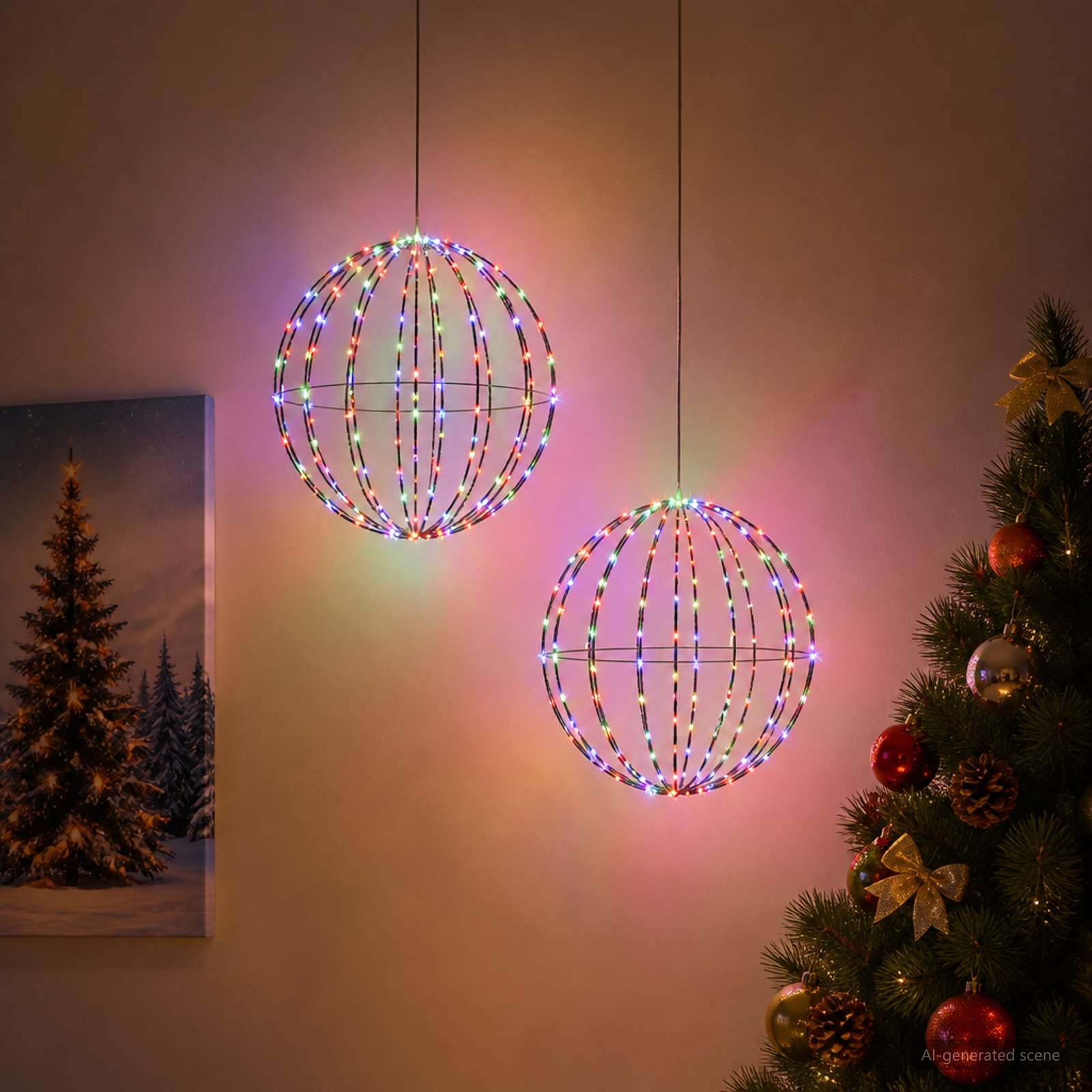vidaXL Julefinial lys 2 stk. 192 LED'er Flerfarvet Diameter 30 x 32 cm