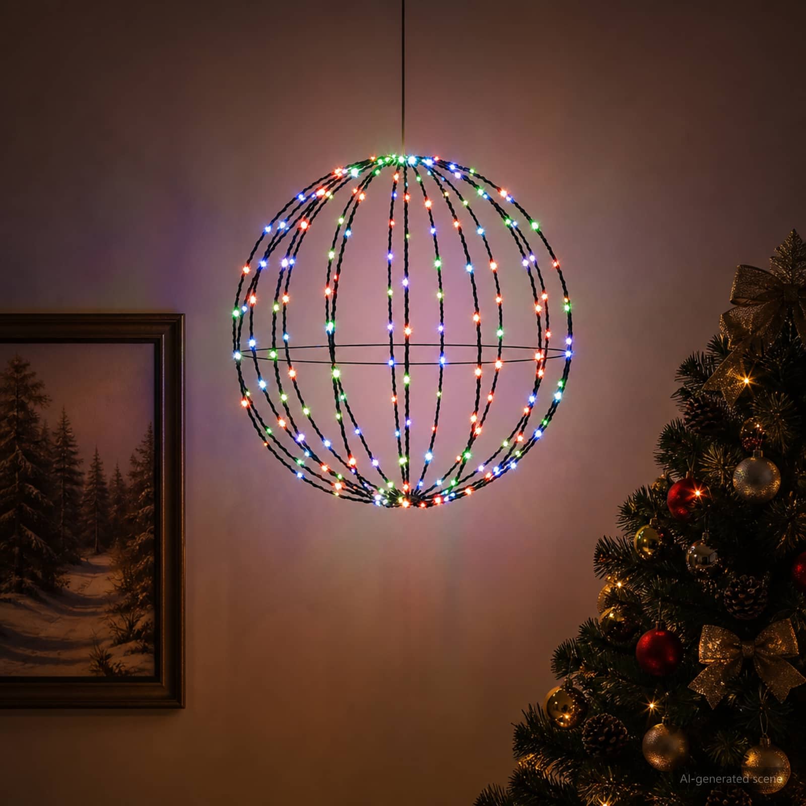 Božična konica za luči 192 LED RGB Premer 60 x 63 cm