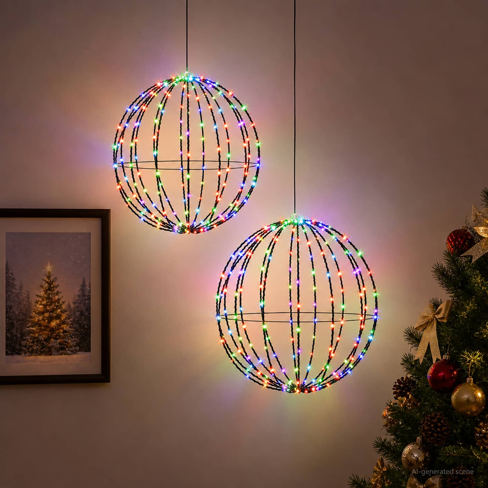 vidaXL Julefiniallys 2 stk. 192 LED-lys RGB Diameter 30 x 32 cm