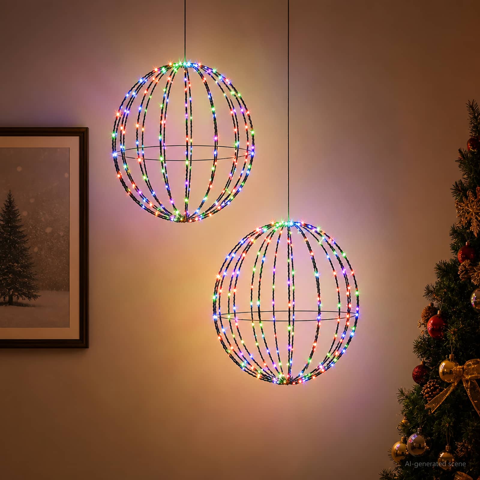 Božična konica za luči 2 kos 320 LED RGB Premer 50 x 52 cm