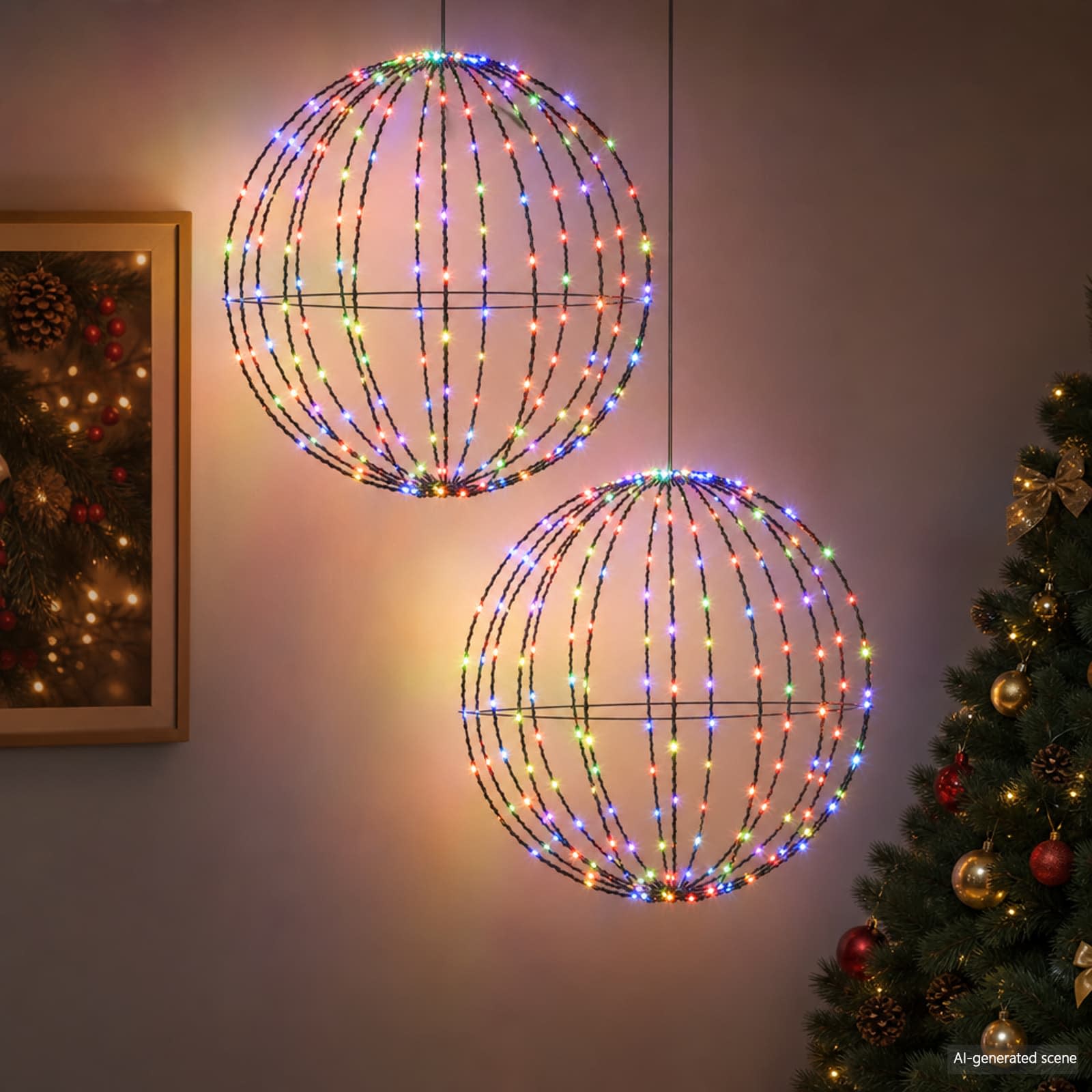 Božična konica za luči 2 kos 384 LED RGB Premer 60 x 63 cm