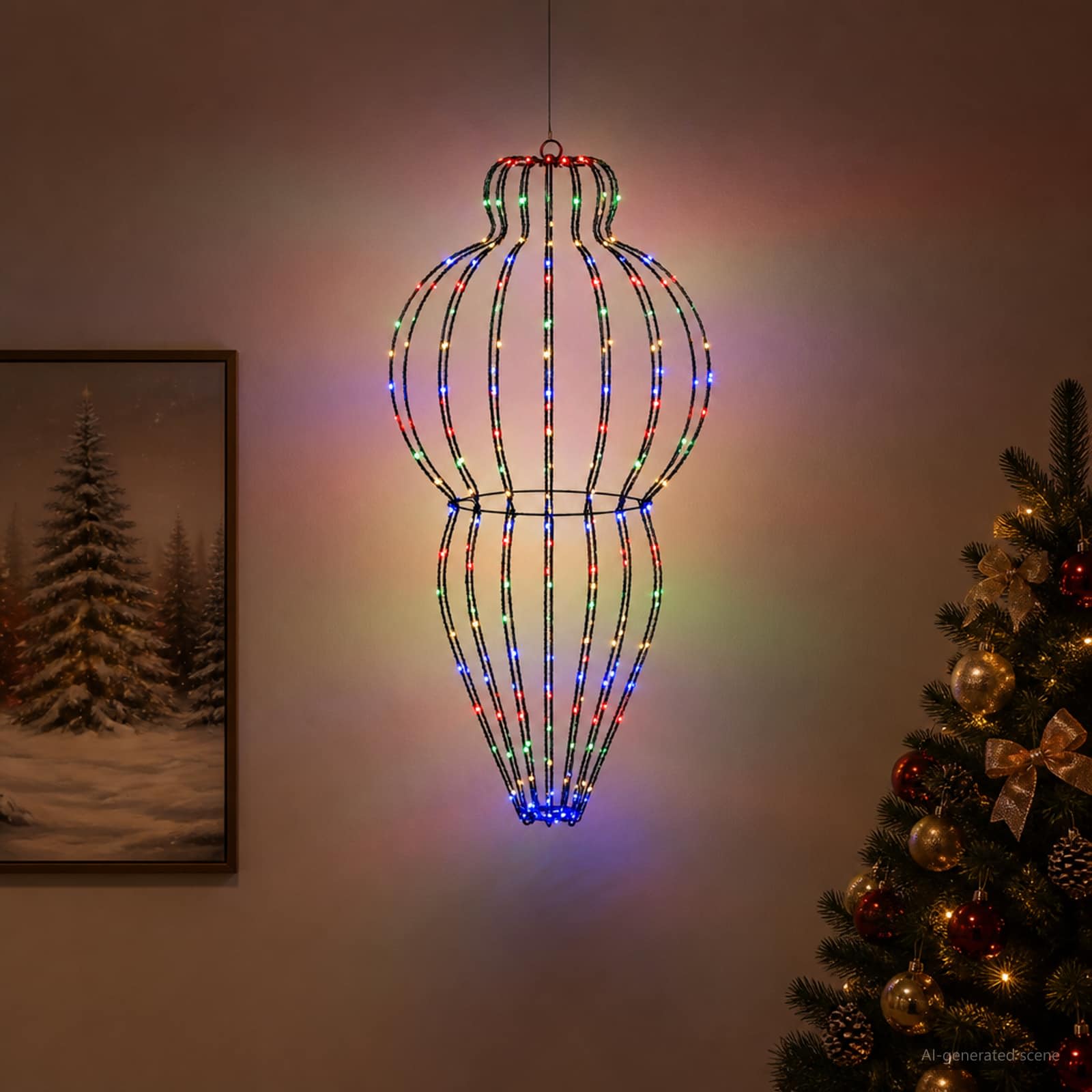Koničasta božična luč 320 LED Večbarvno Premer 40 x 75 cm