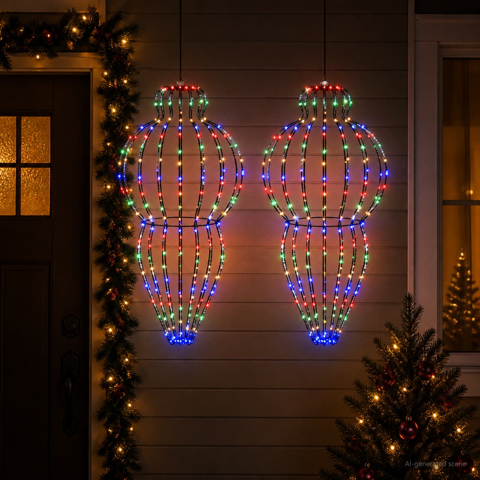 Božična konica za luči 2 kos 640 LED Večbarvno Ø 40 x 75 cm