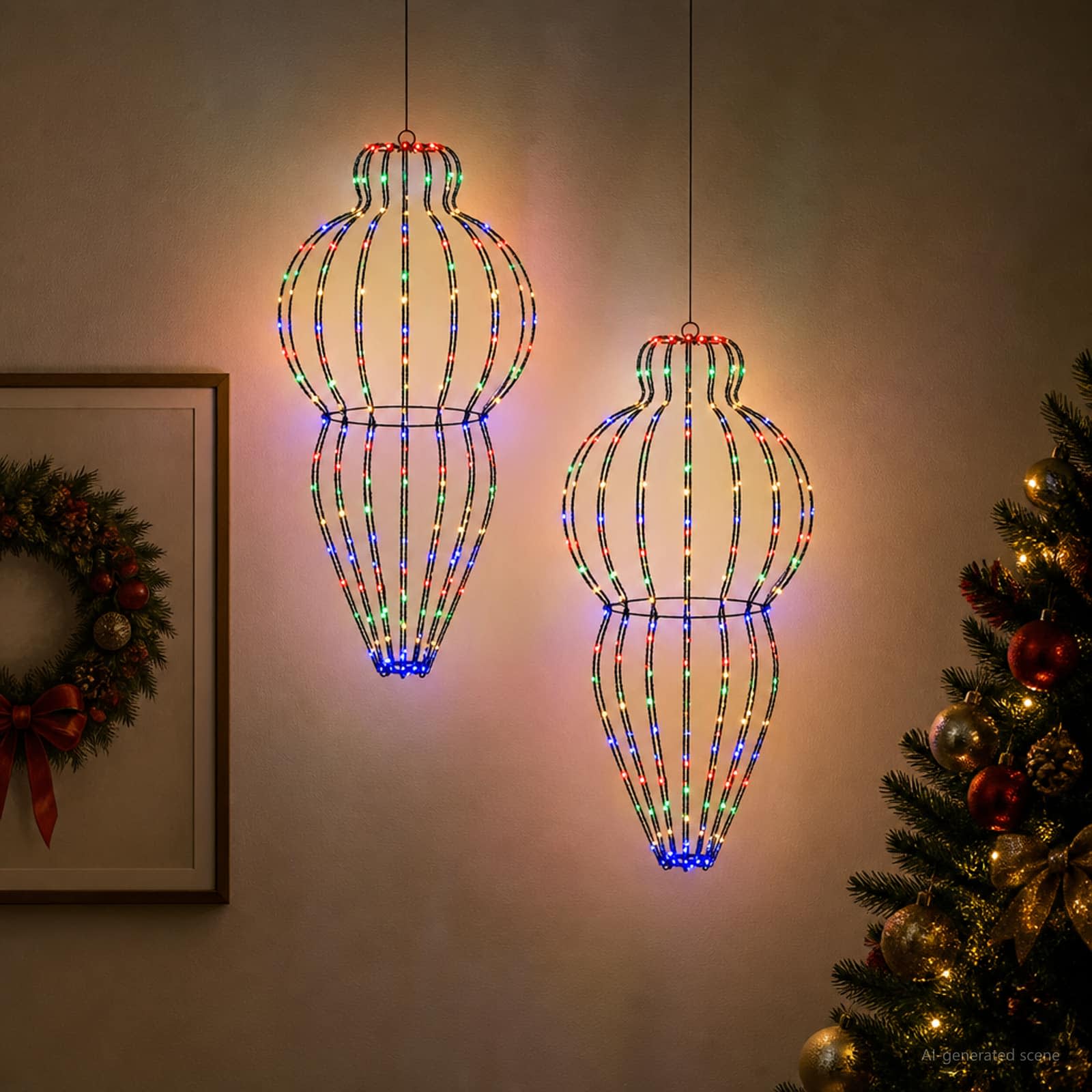 Božična konica za luči 2 kos 640 LED Večbarvno Ø 40 x 75 cm