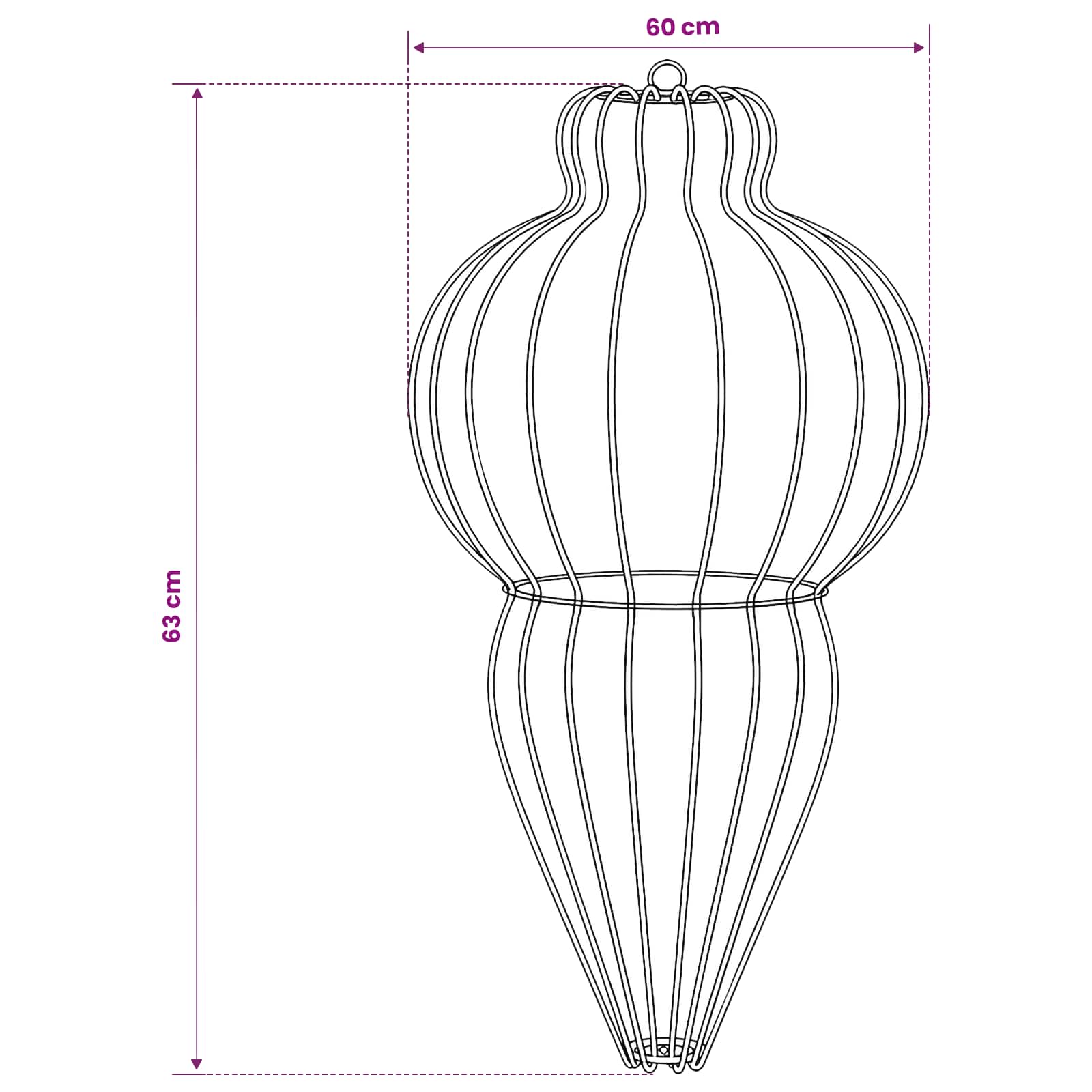 Christmas Finial Light 640 LEDs size guide
