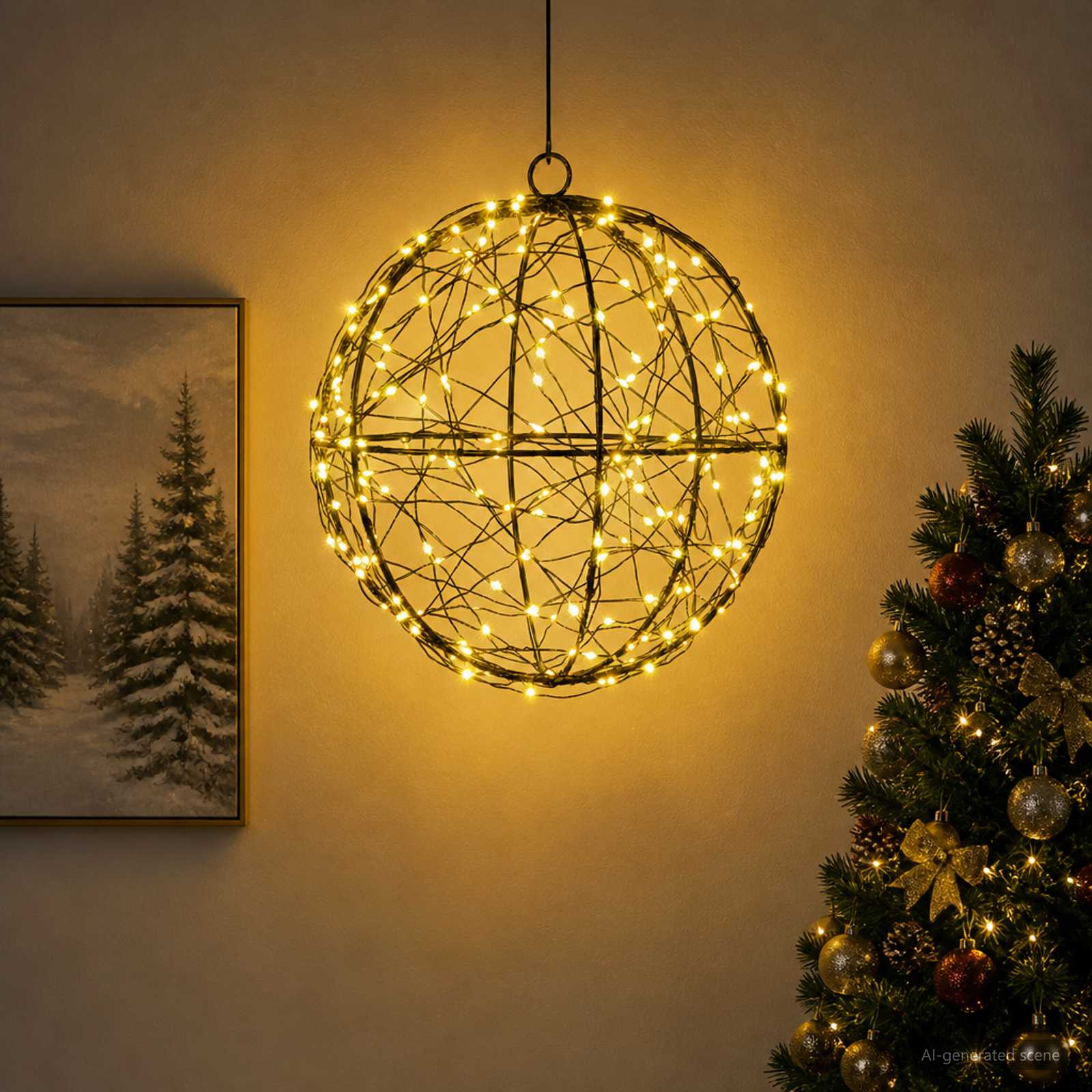 vidaXL Julefinial lys 200 LED'er Varm hvid Diameter 20 x 22 cm
